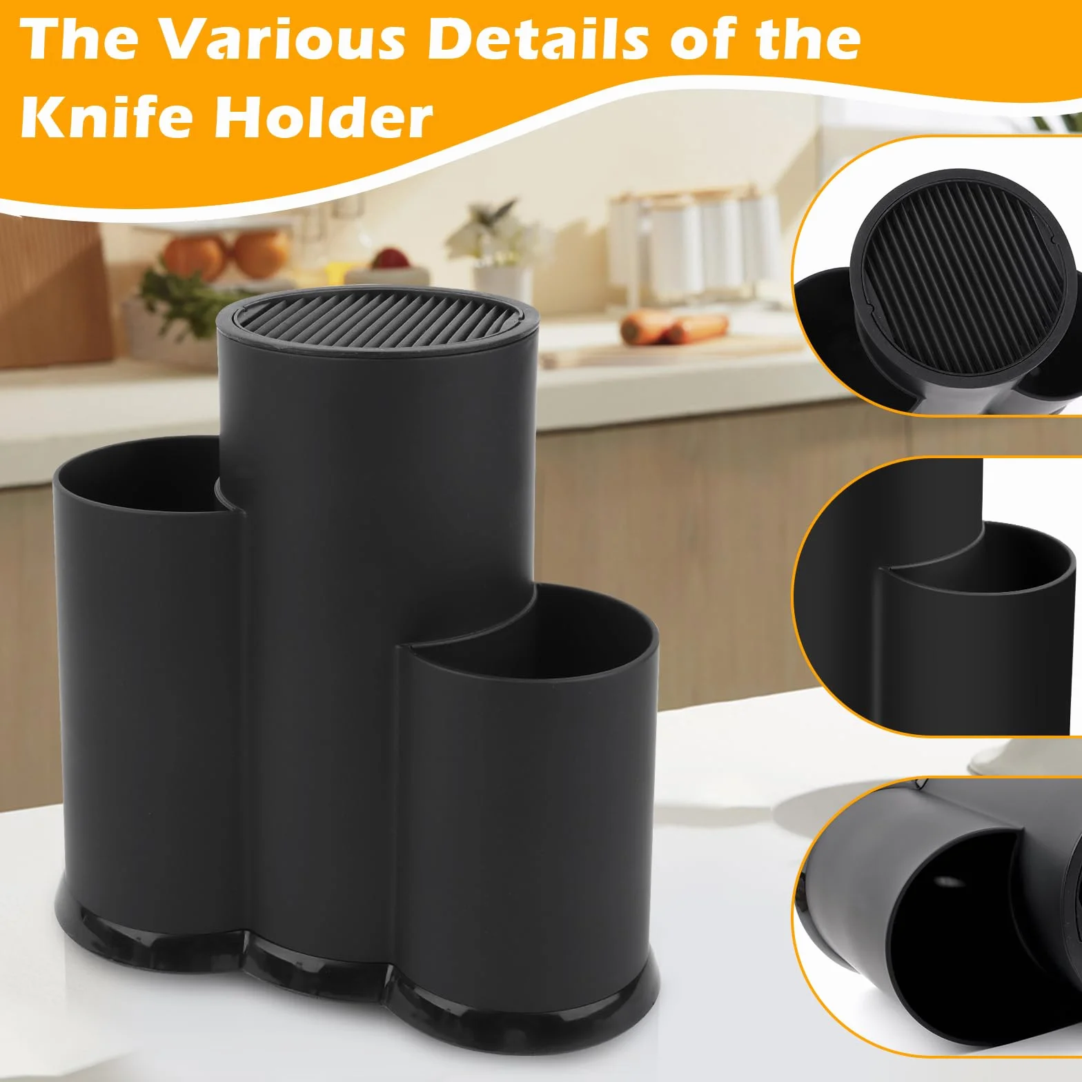 Bloque para Cuchillos 3 en 1 Soporte Universal Redondo Cocina