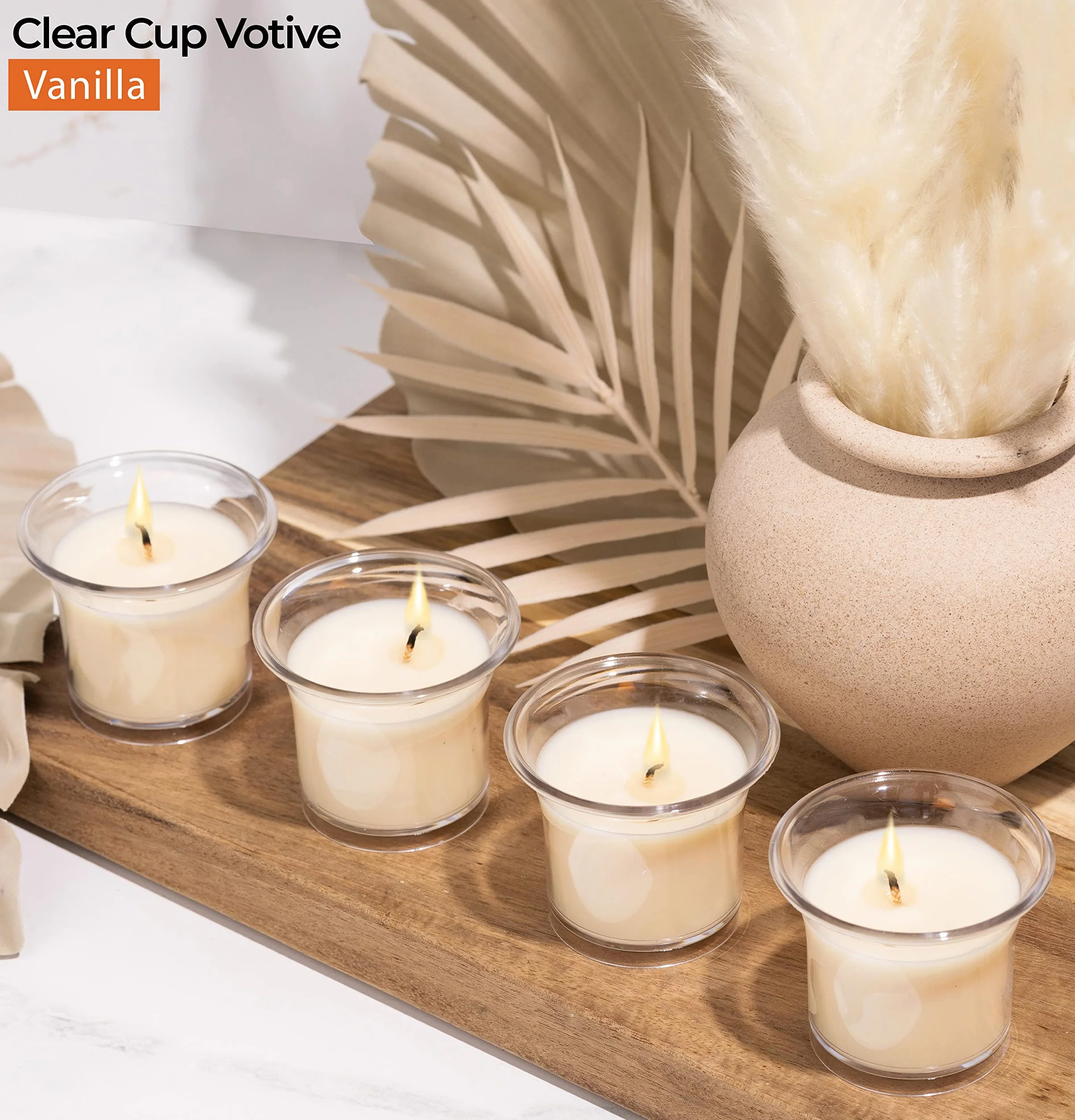 Hyoola Velas Votivas con Perfume Vainilla Crema 12 Horas Pack de 4