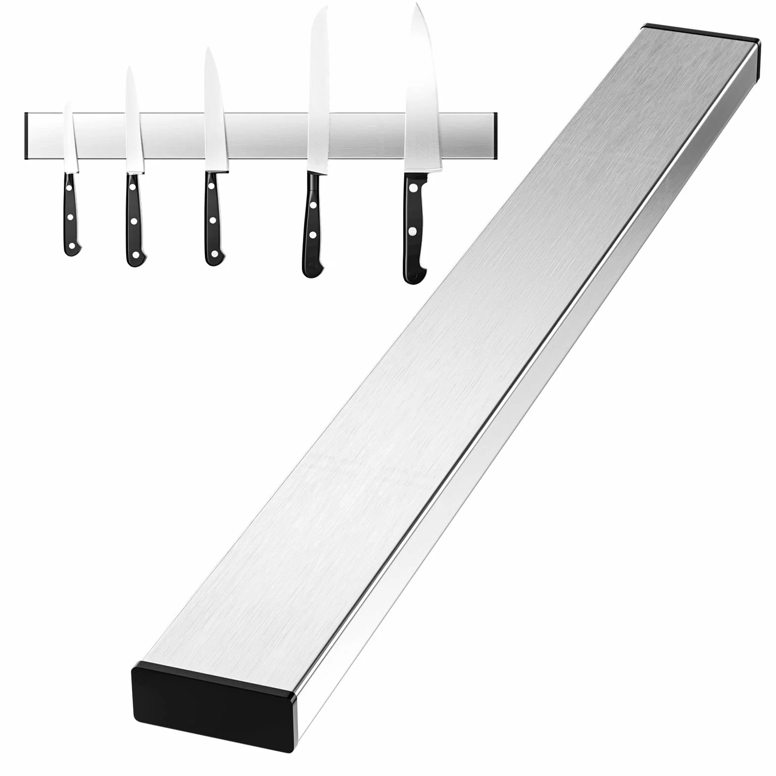 Newaner 40CM Cuchilla Magnética, Barra Magnetica para Cuchillos con Autoadhesivo, Acero Inoxidable Cuchillero Magnetico, Puede Absorber Herramientas de Hierro, cucharas, espátulas