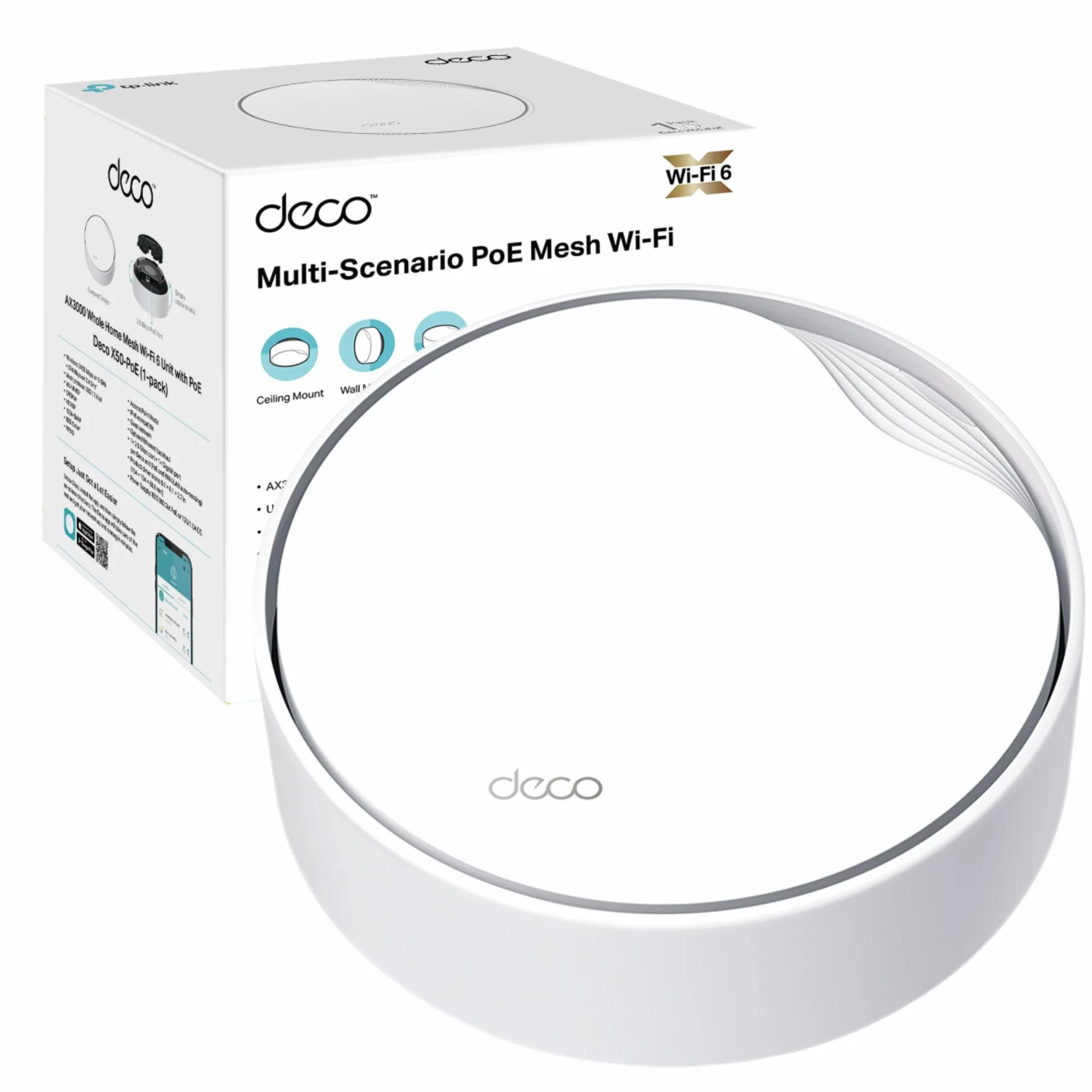 TP-Link Deco X50-PoE AX3000 Wi-Fi 6 para toda la casa con PoE, doble banda y cobertura extendida, seguridad HomeShield