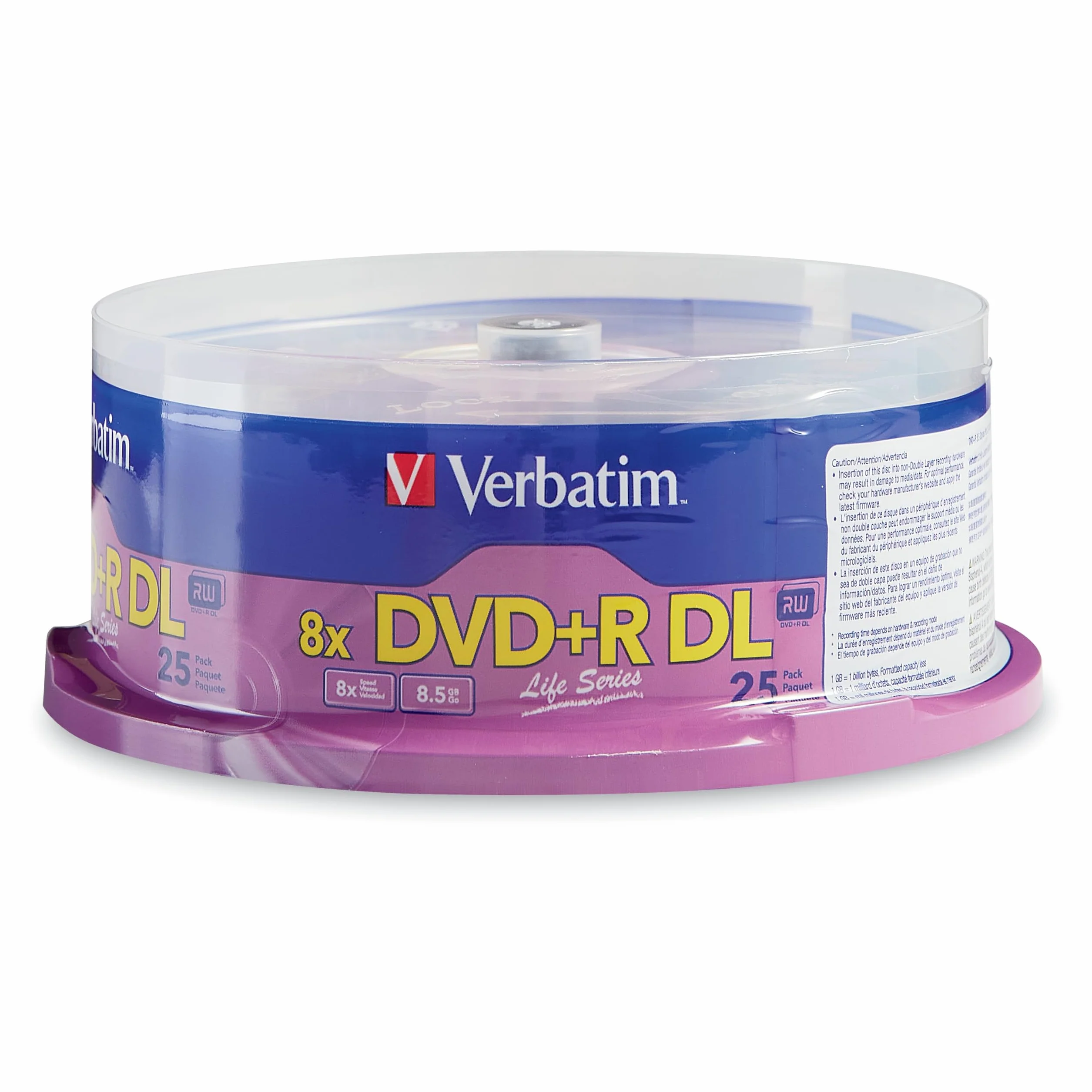 Verbatim DVD+R DL Doble Capa 8.5GB 8X LifeSeries - 25pk husillo 71122