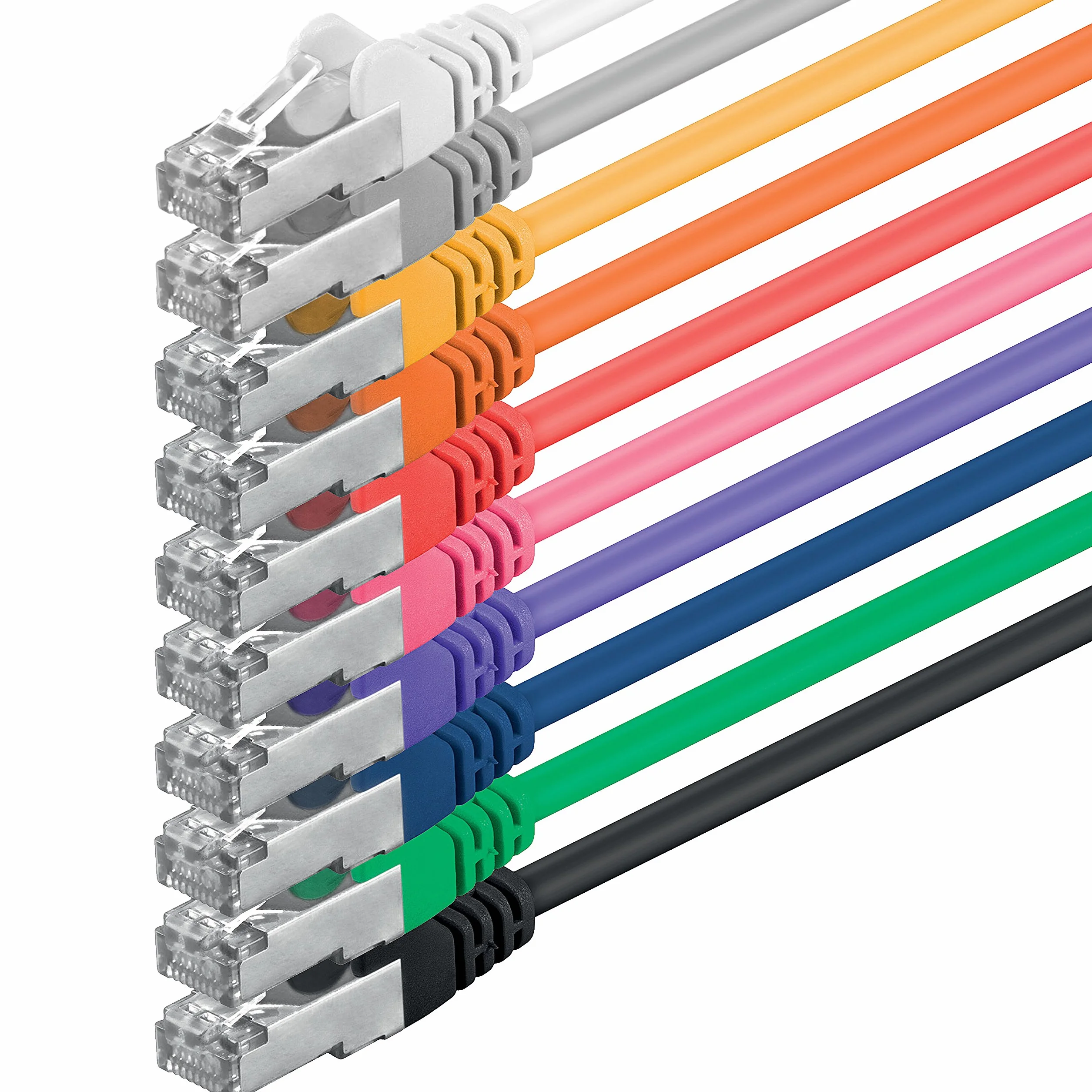 1aTTack - Cable de red FTP con 2 conectores RJ45 (categoría 5, 10 unidades) 10 colores 5m