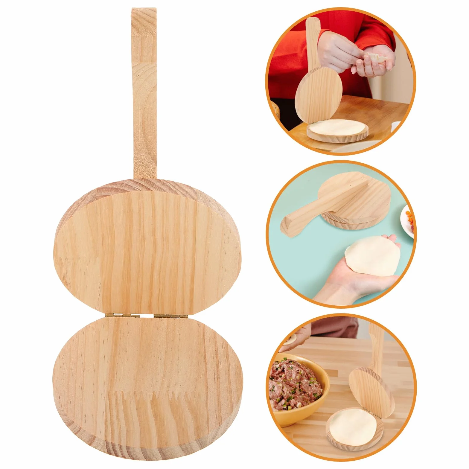 Prensa Manual para Bolas de Masa Hervida 21.5x12.5 cm de Madera Ergonómica para Empanadillas y Dumplings