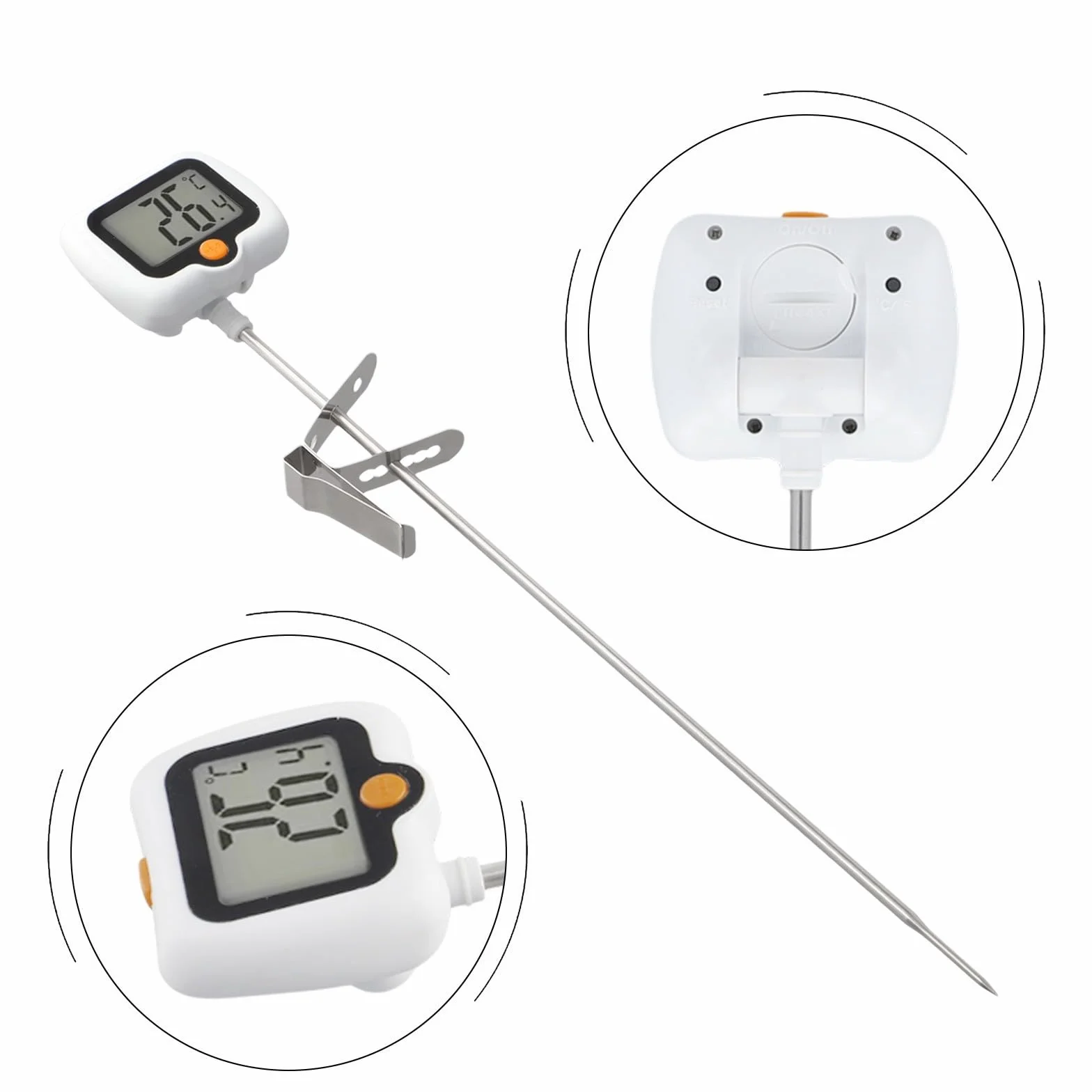 Termómetro digital de caramelo con sonda de acero inoxidable -50°C a 300°C giratorio 180°