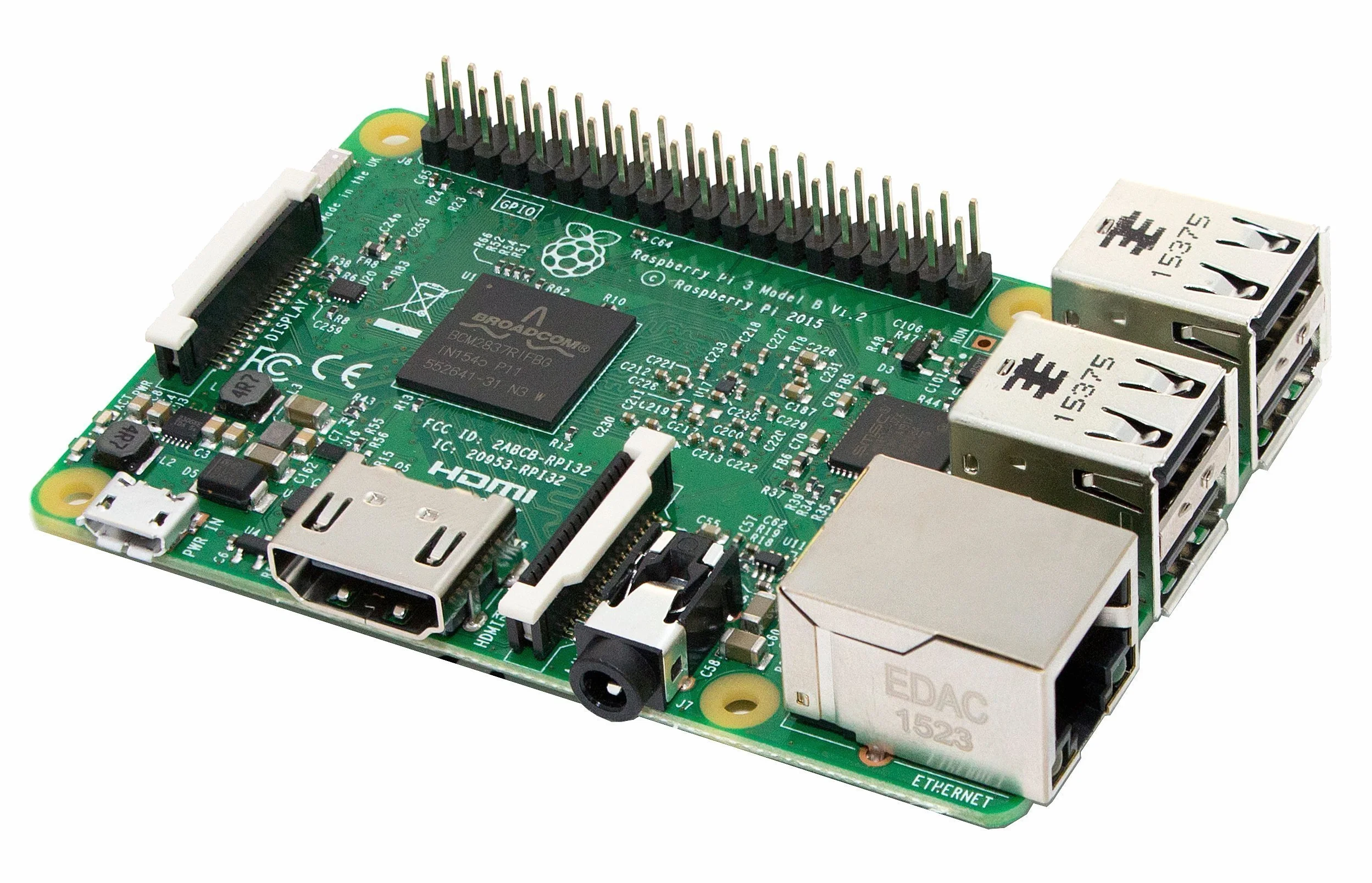 Melopero Raspberry Pi 3 Model B, CPU Quad Core 1,2GHz Broadcom BCM2837 64bit , 1GB RAM, WiFi, Bluetooth BLE, plata