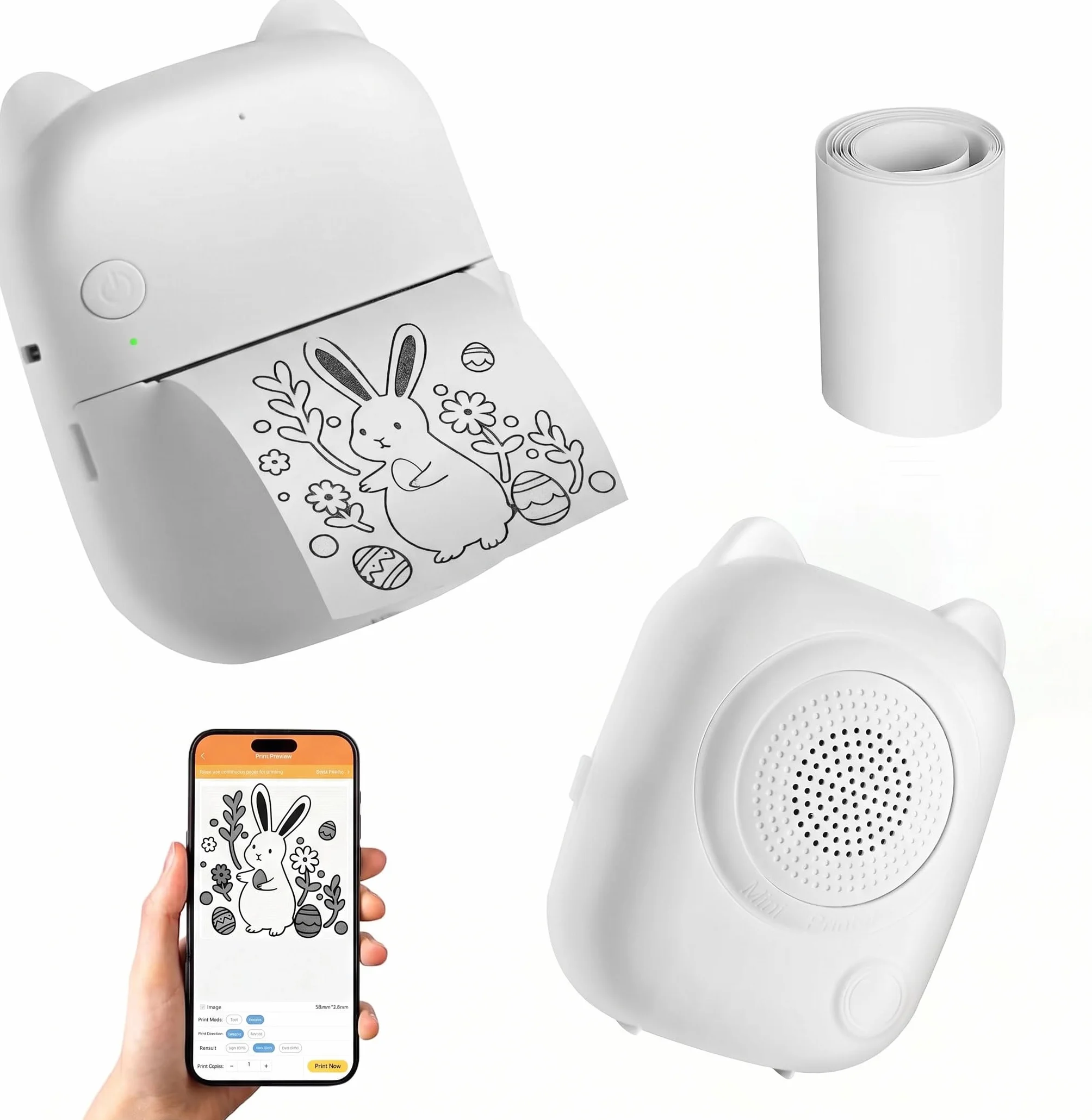 Mini Impresora Térmica Portátil Sin Tinta, Compatible con iOS y Android | Impresión AI, notas de estudio, diario creativo, manualidades DIY, regalo ideal, conexión móvil
