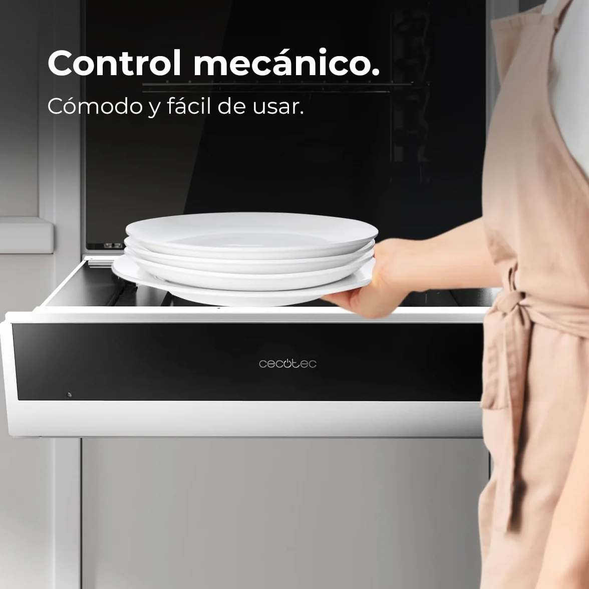 Cecotec Bolero Hexa WD Edge Cajón Calientaplatos Integrable 60cm 470W Negro INOX