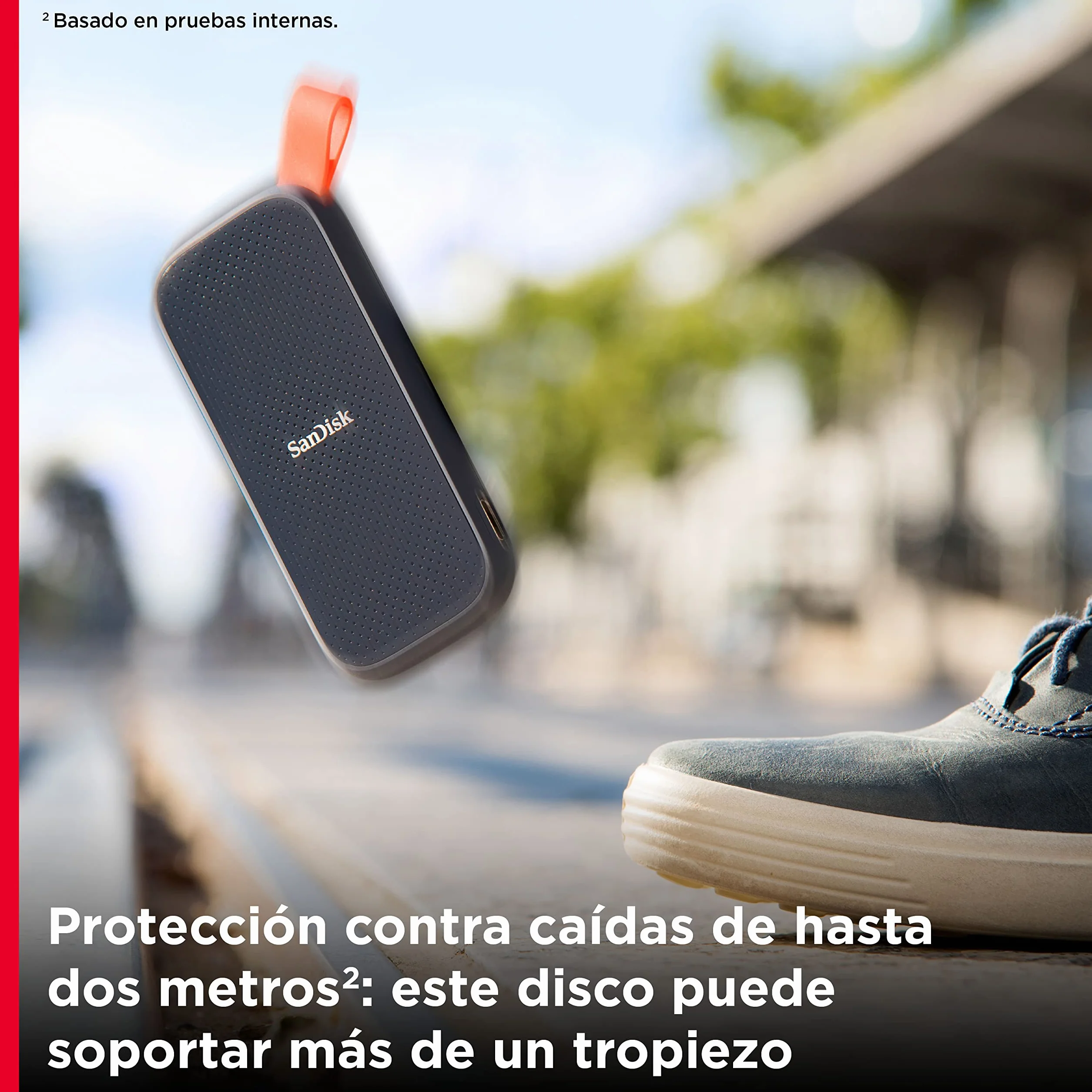 SanDisk SSD Externo Portátil 480 GB (Disco duro externo SSD con velodidad de lectura de hasta 520 MB/s, con protección contra caídas de hasta dos metros, resistente gancho de goma)