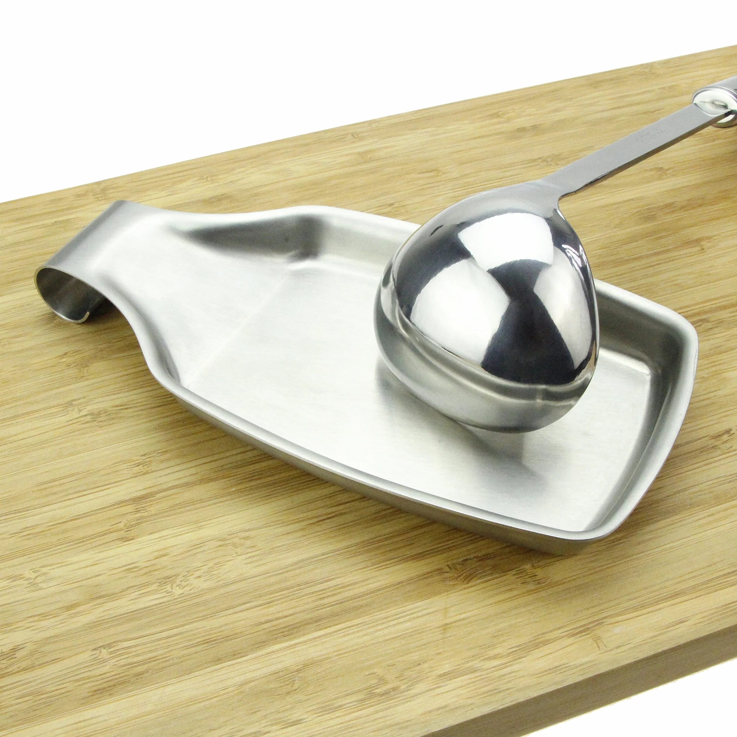 BIGSUNNY Oversized cuchara descansa para cocina acero inoxidable cepillado 18/8