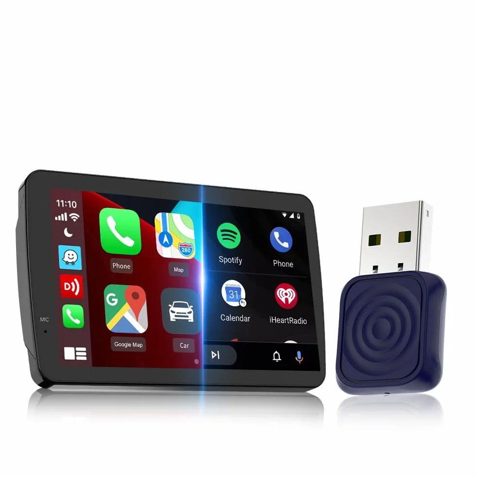 Carlinkit Adaptador inalámbrico CarPlay/Android Auto USB Mini Ultra para CarPlay con cable de fábrica y Android Auto con cable OEM, Plug & Play Wireless CarPlay/Android Auto Dongle compatible con iOS