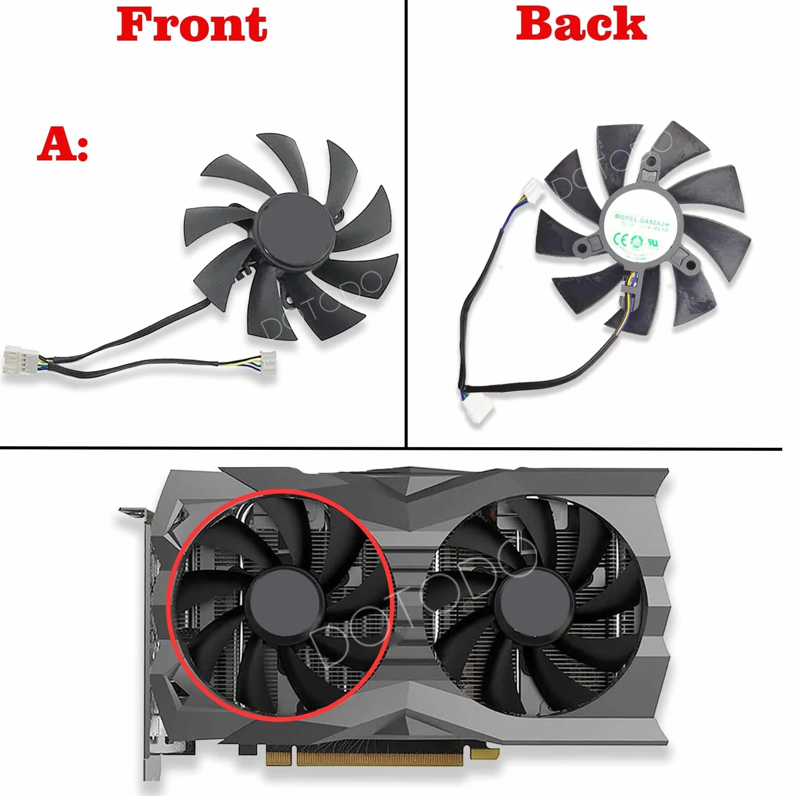 Ventilador GA92A2H 87mm 0.35A para tarjeta gráfica Zotac GeForce GTX 1660/1660 Ti/RTX 2060/2070 SUPER Mini (ventilador de tarjeta gráfica A)