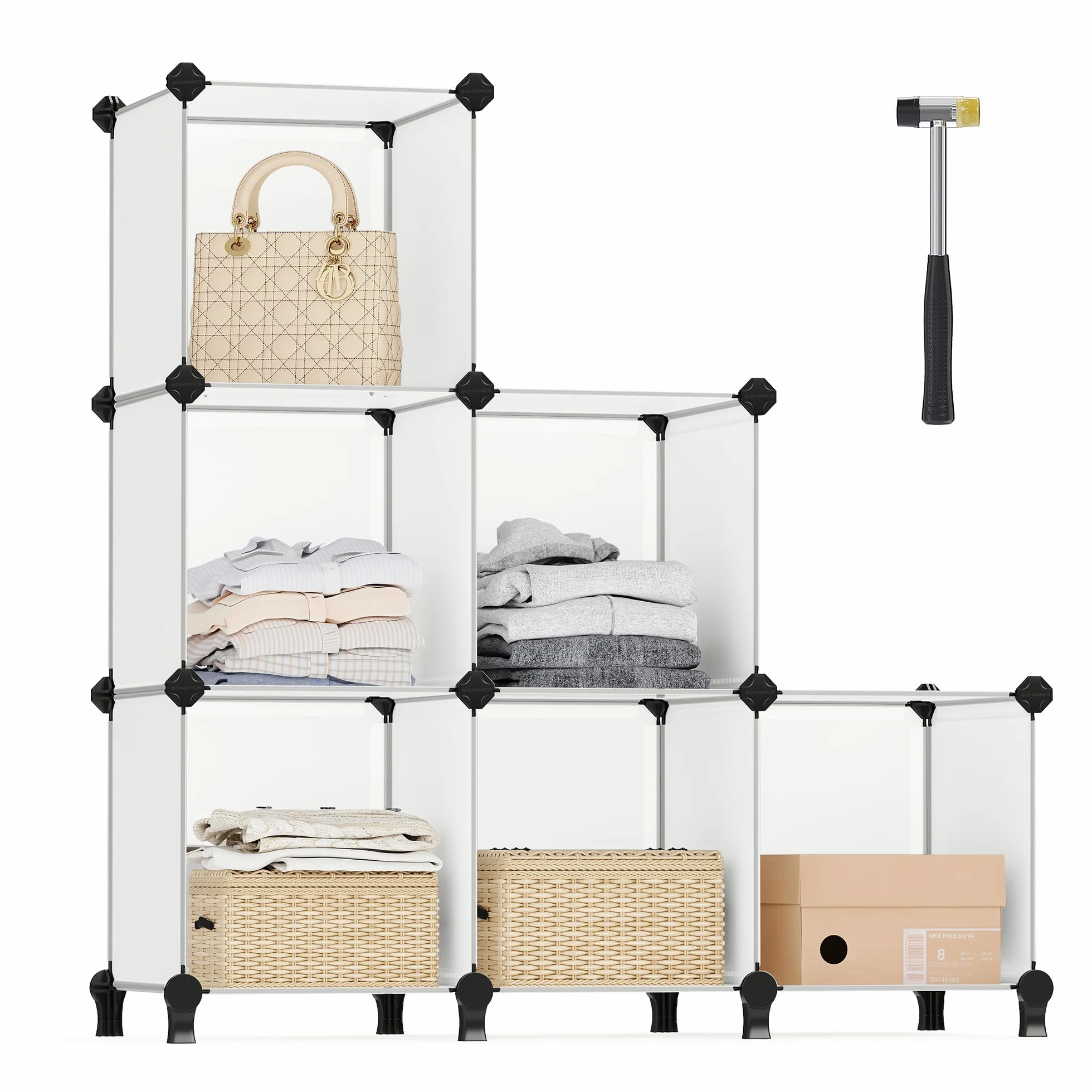 SONGMICS Estantería Modular 6 Compartimentos 30x30x30 cm Blanco LPC111S