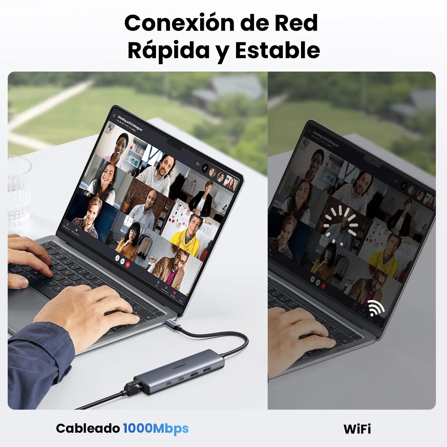UGREEN Hub USB C a Ethernet 6 en 1 1000Mbps Adaptador LAN a Thunderbolt 3 Type C 10Gbps Compatible con iPhone 17 Pro MAX Air 16 15 MacBook Pro Air M2 iMac iPad Xiaomi Mi13 Galaxy S24 S23