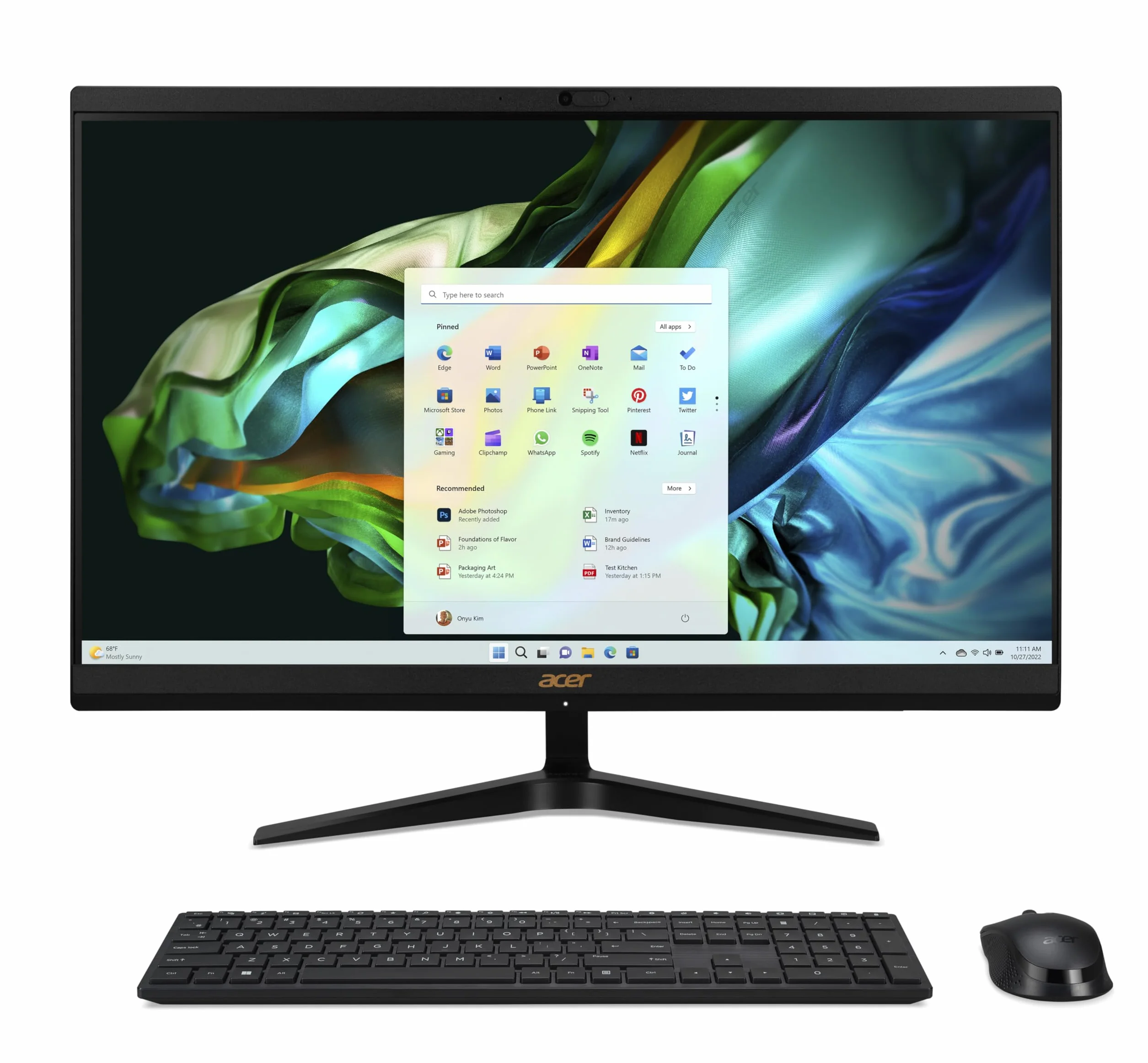 Acer Aspire C24-1800 All in One, Monitor 24" FullHD (Intel Core i5-12450H, 16GB RAM, 512GB SSD, Intel Iris Xe Graphics, Windows 11 Home) Negro, Teclado QWERTY Español y Ratón Inalámbrico