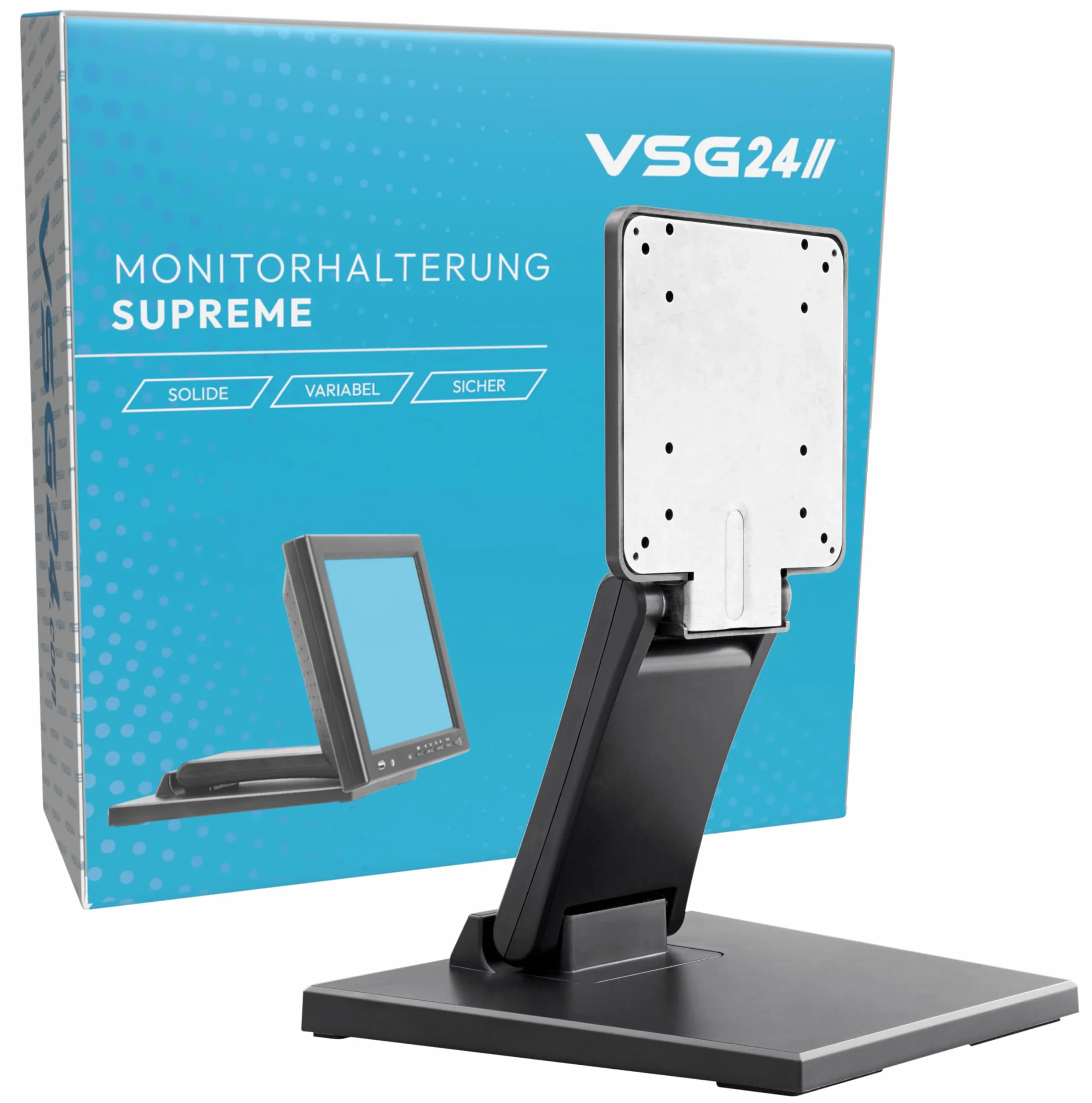 VSG24 92001 – Soporte para Monitor POS o PC Pantalla Táctil, Brazo de Soporte para Pantalla, Ajustable, Plegable y Regulable, VESA, Metálico, para Pantallas de 10 a 22 Pulgadas - Negro