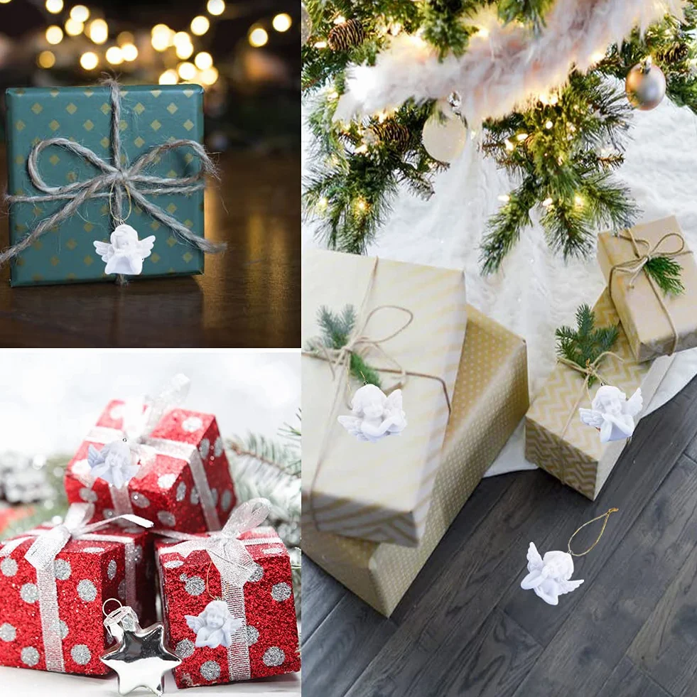 Mini Colgantes de Ángel Blanco 24 Piezas Decoración Árbol Navidad Adorno
