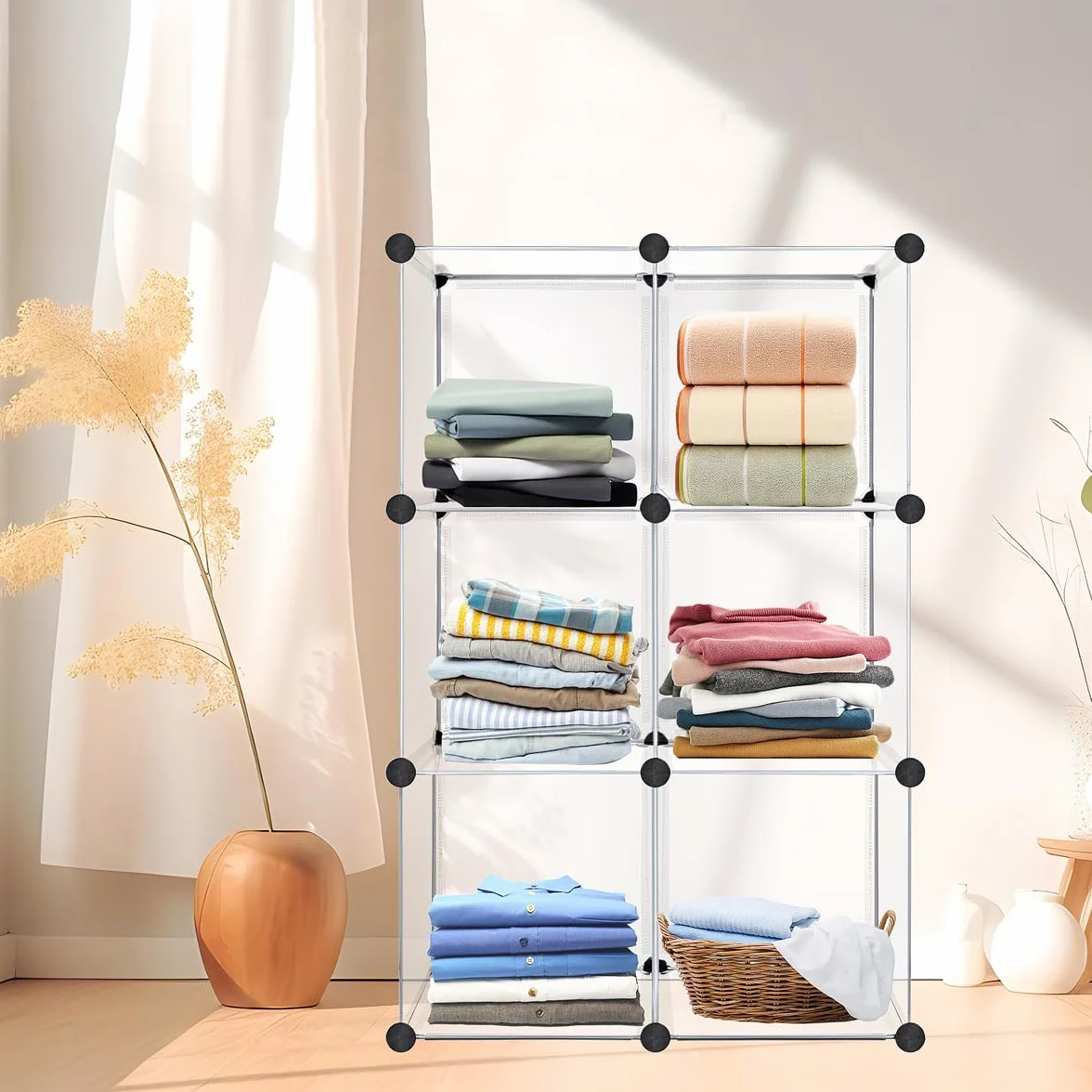 Armario Modular Cubos Estantería Zapatero Plástico Blanco 6 Cubos