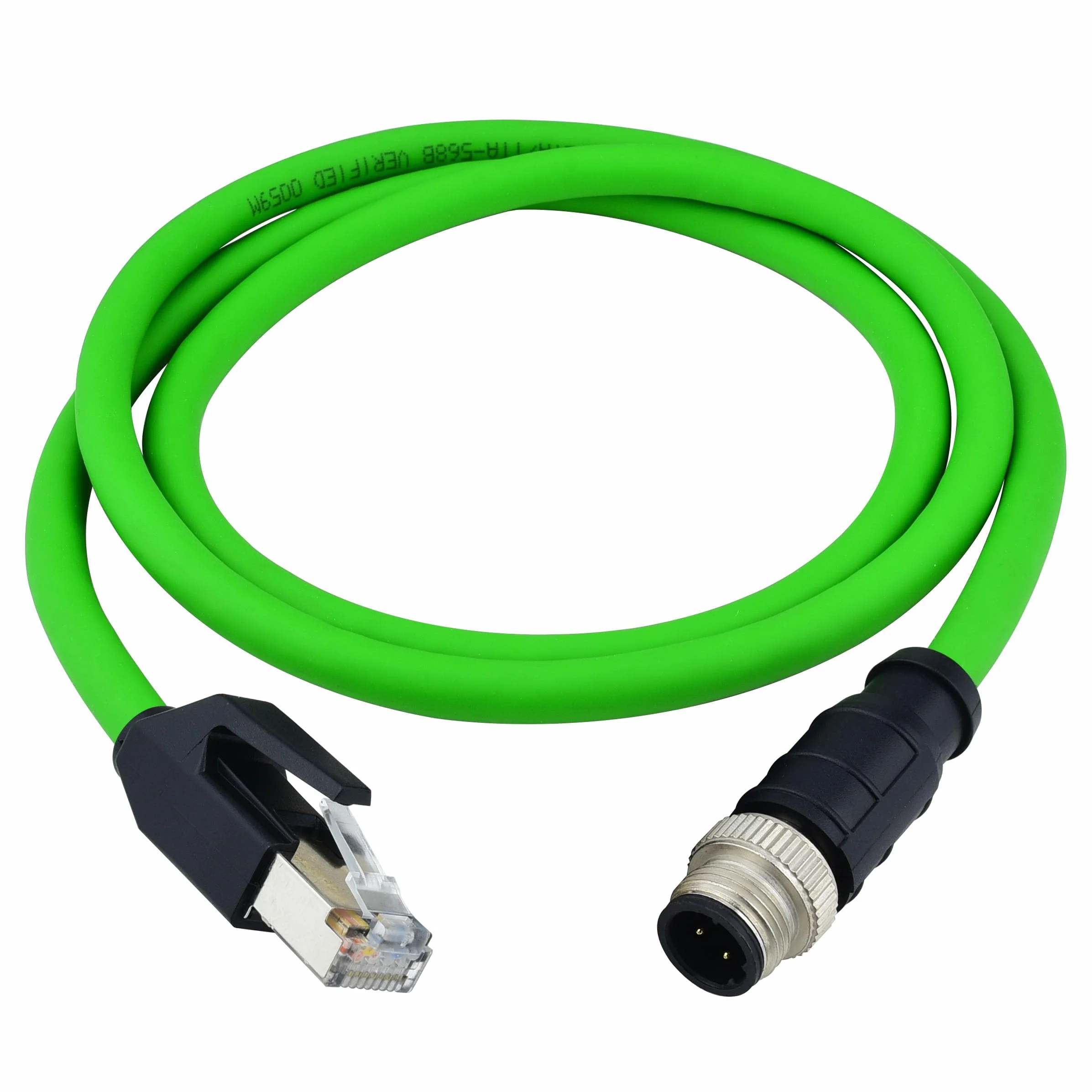 Cable RJ45 M12 con conector codificado D de 4 pines - Cable Ethernet Cat5e 24AWG SFTP doble apantallamiento, resistente al agua IP67, muy flexible - 1 m - Cable de red Ethernet industrial