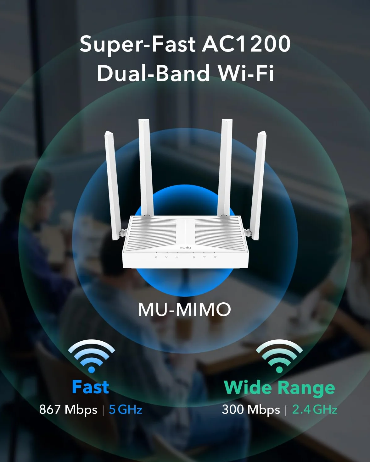 Cudy AC1200 punto de acceso inalámbrico, Gigabit RJ45, solución WiFi empresarial con malla, conformación de haz, itinerancia, MU-MIMO, PoE o alimentación CC, AP1300D
