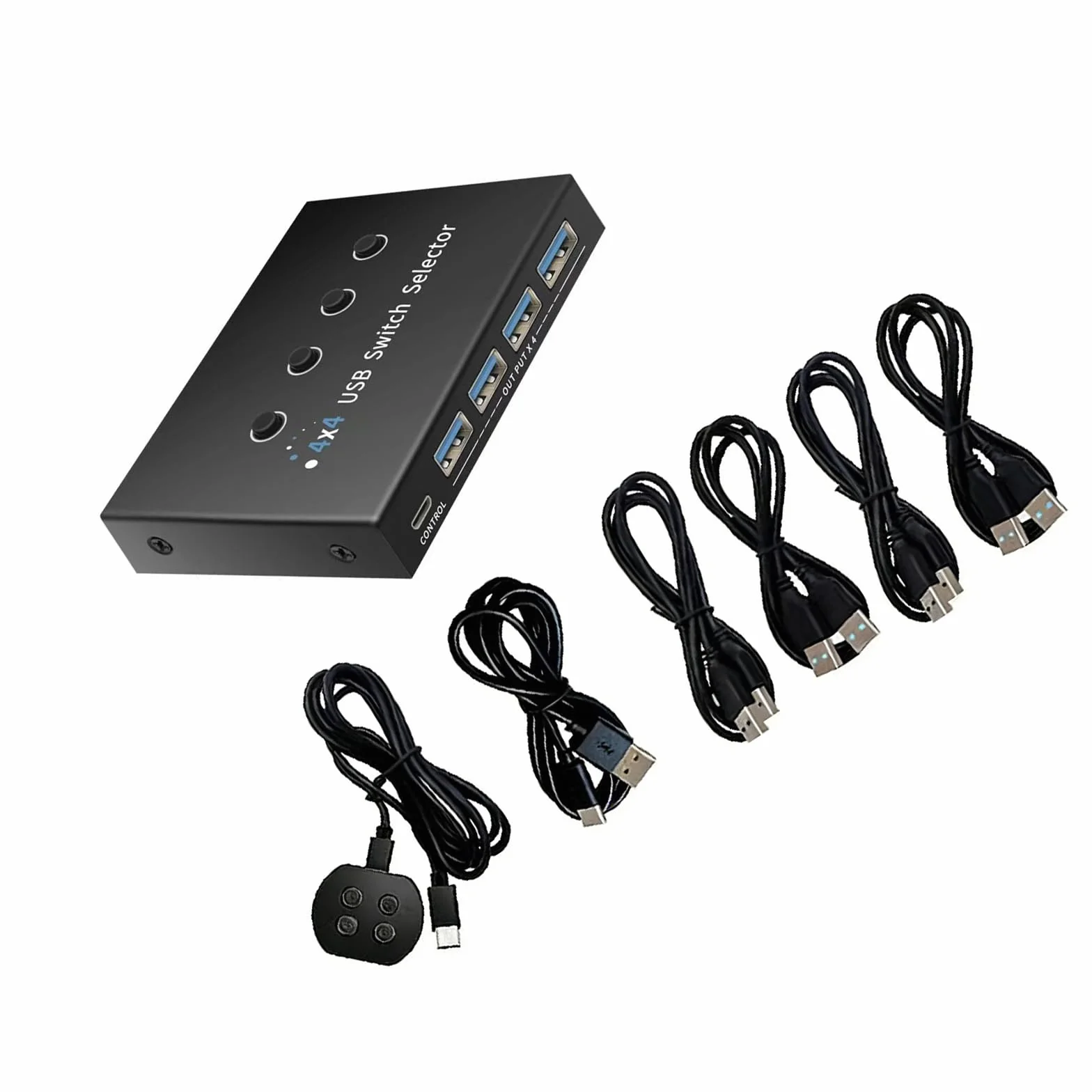 Conexión de conmutador de concentrador USB 3.0 de aleación, 4 computadoras a 4 dispositivos USB con velocidad de transferencia rápida de 5 Gbps, conmutador USB de aleación que permite que