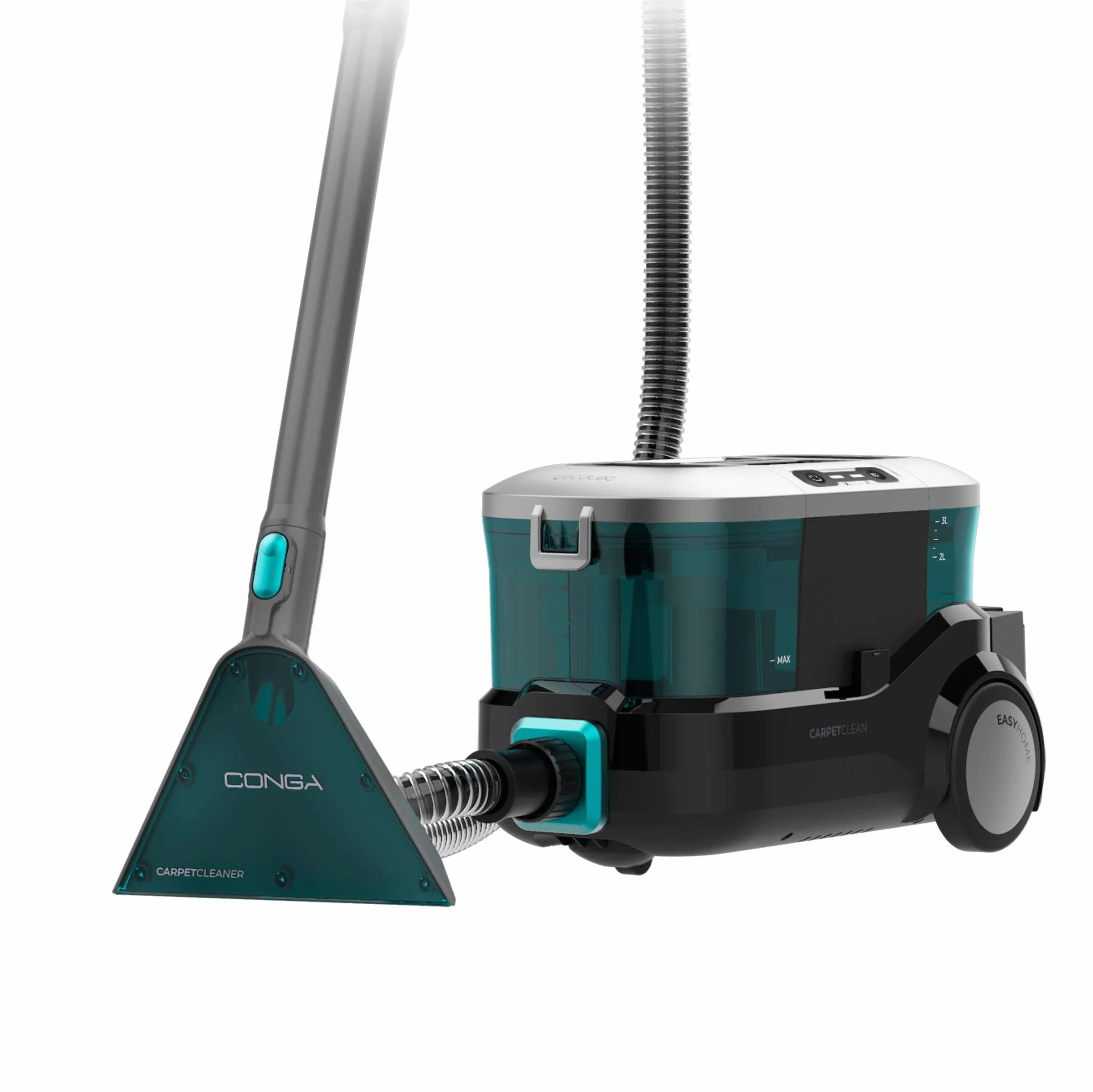 Cecotec Limpiador Aspirador de Tapicerías y Alfombras, Aspiradora de Trineo Conga CarpetClean 10000 EasyHome. 800W, Depósito de Agua Limpia 3L y Agua Sucia 1,5L, Multisuperficie, Kit Accesorios