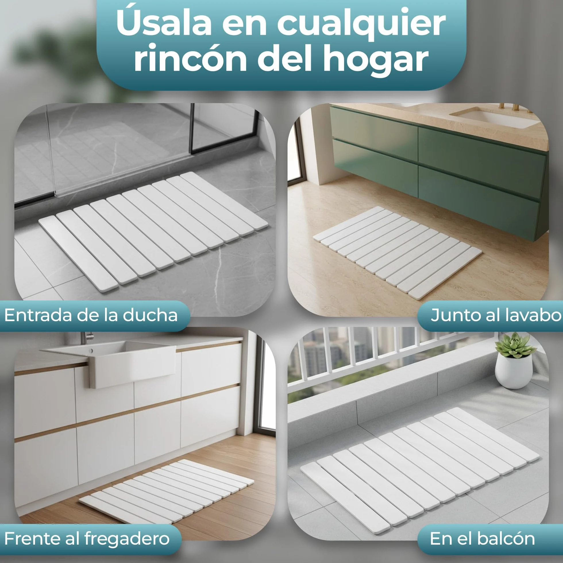 Alfombra Diatomita Baño Plegable 60x39 cm Secado Rápido Alta Absorción Antideslizante Piedra Natural