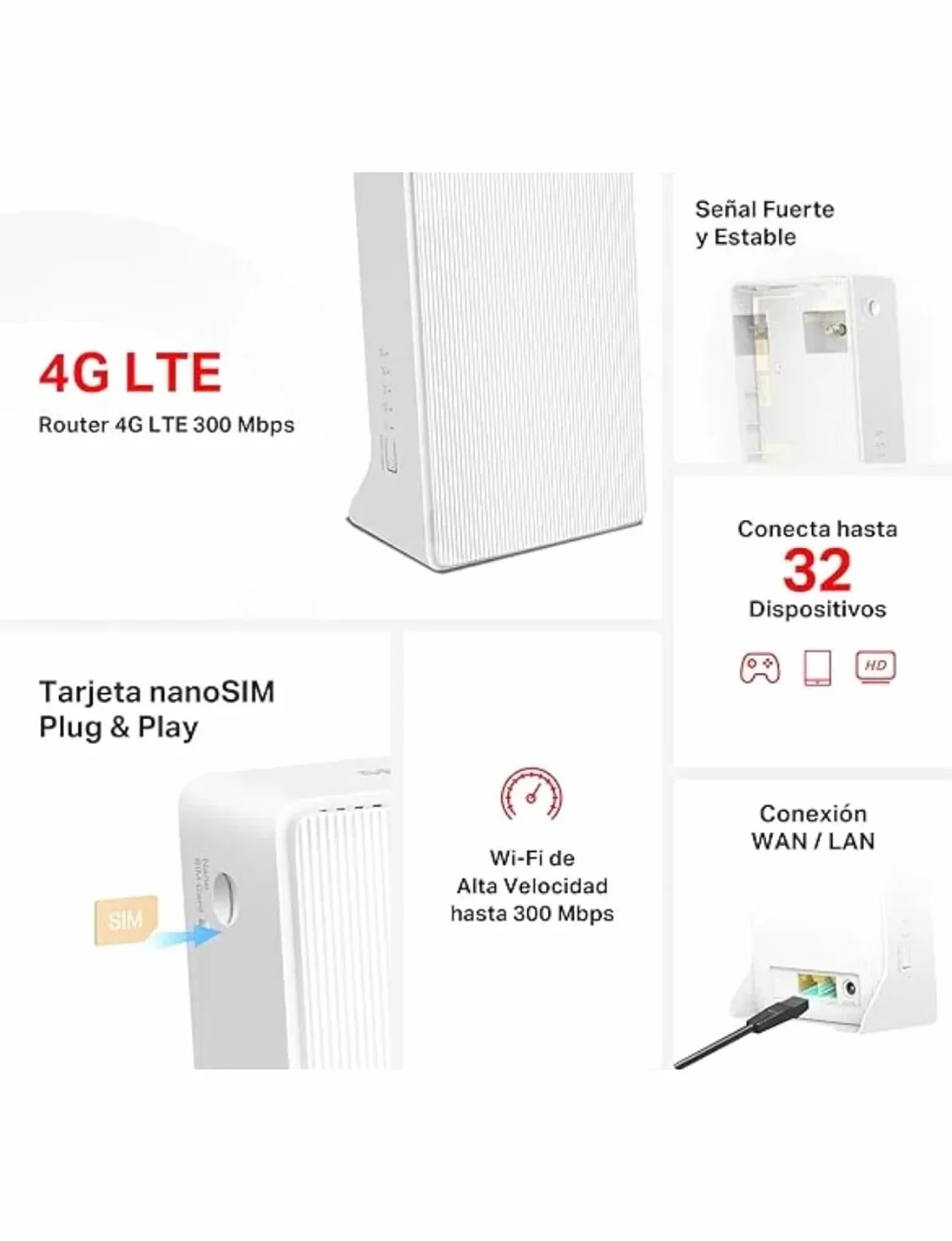 Mercusys MB110-4G Router 4G SIM LTE CAT4 Wi-Fi 300Mbps FDD TDD