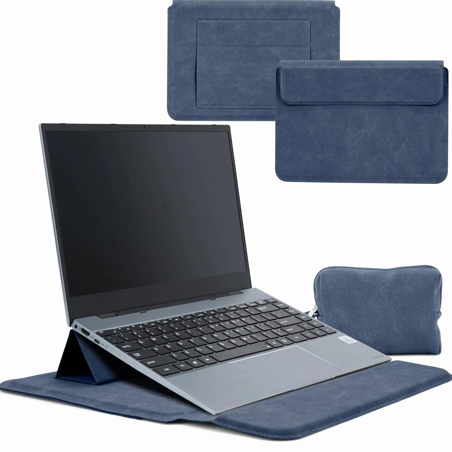 HaruYo 12-13-14-15-15.6-16 Pulgadas Funda para Ordenador Portátil con Soporte Ajustable y Reposamuñecas Integrado, Cuero de PU, para MacBook Air/Pro/Surface DELL Lenovo HP ASUS Acer PC 15" -16"