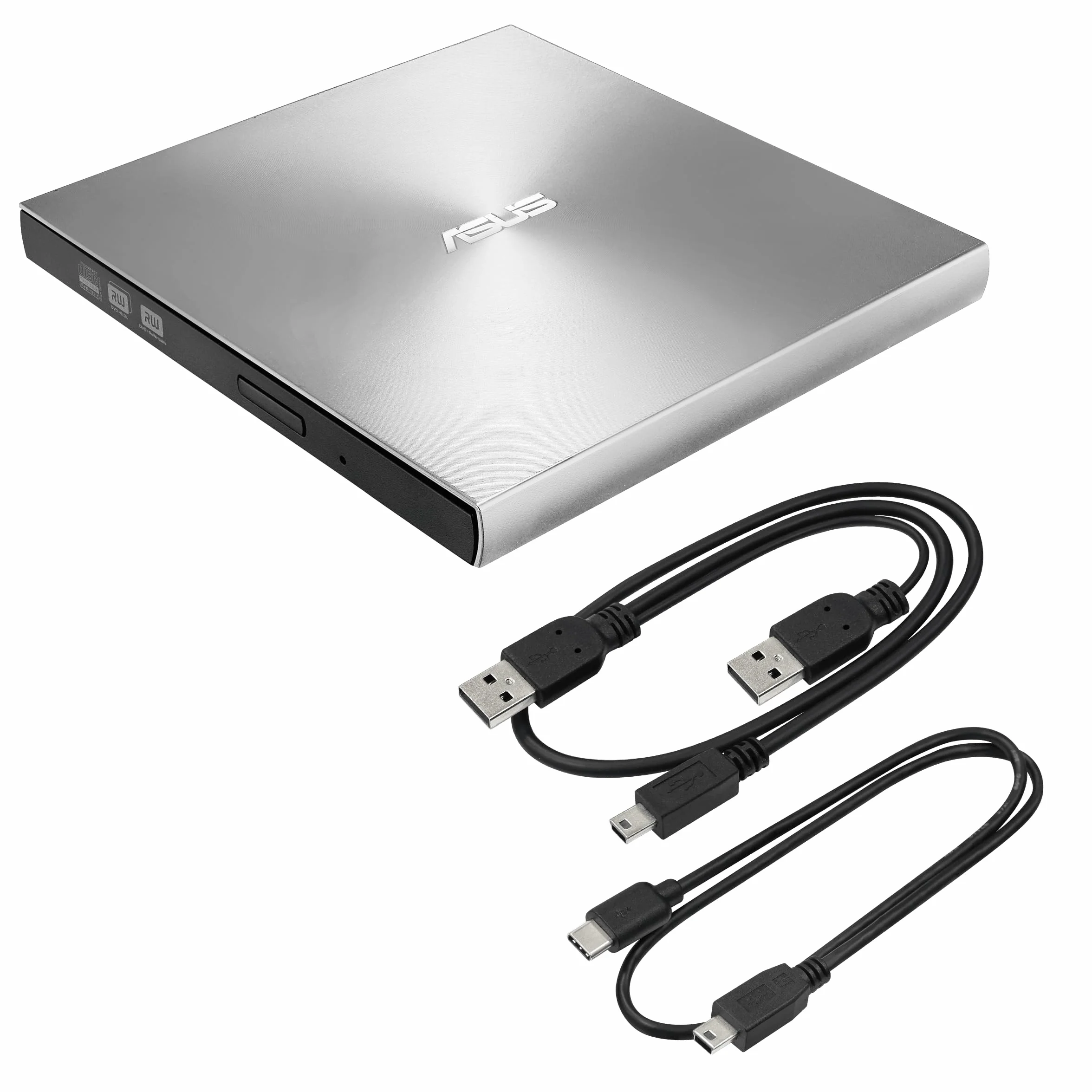 ASUS ZenDrive Plata 13mm Externo 8X DVD/Grabador Drive +/-RW con Soporte M-Disc, Compatible con Mac y Windows y Nero BackItUp para Dispositivos Android (USB 2.0 y Cables Tipo C incluidos)