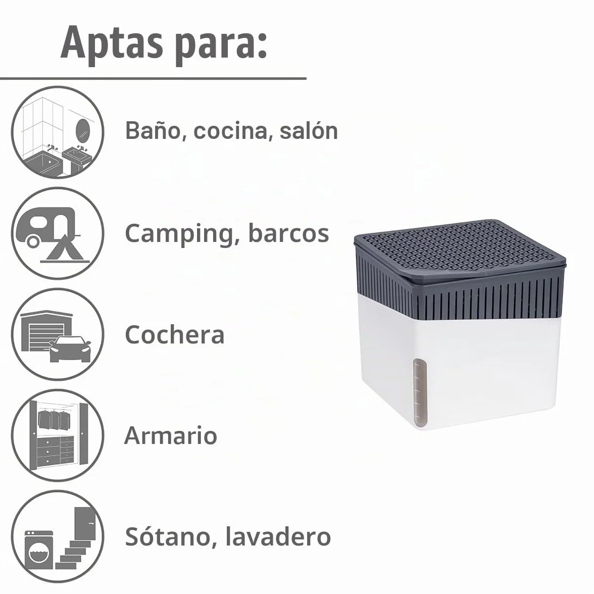 Wenko Deshumificador Cube 1000 g Cloruro de Calcio 12x5x12 cm Blanco