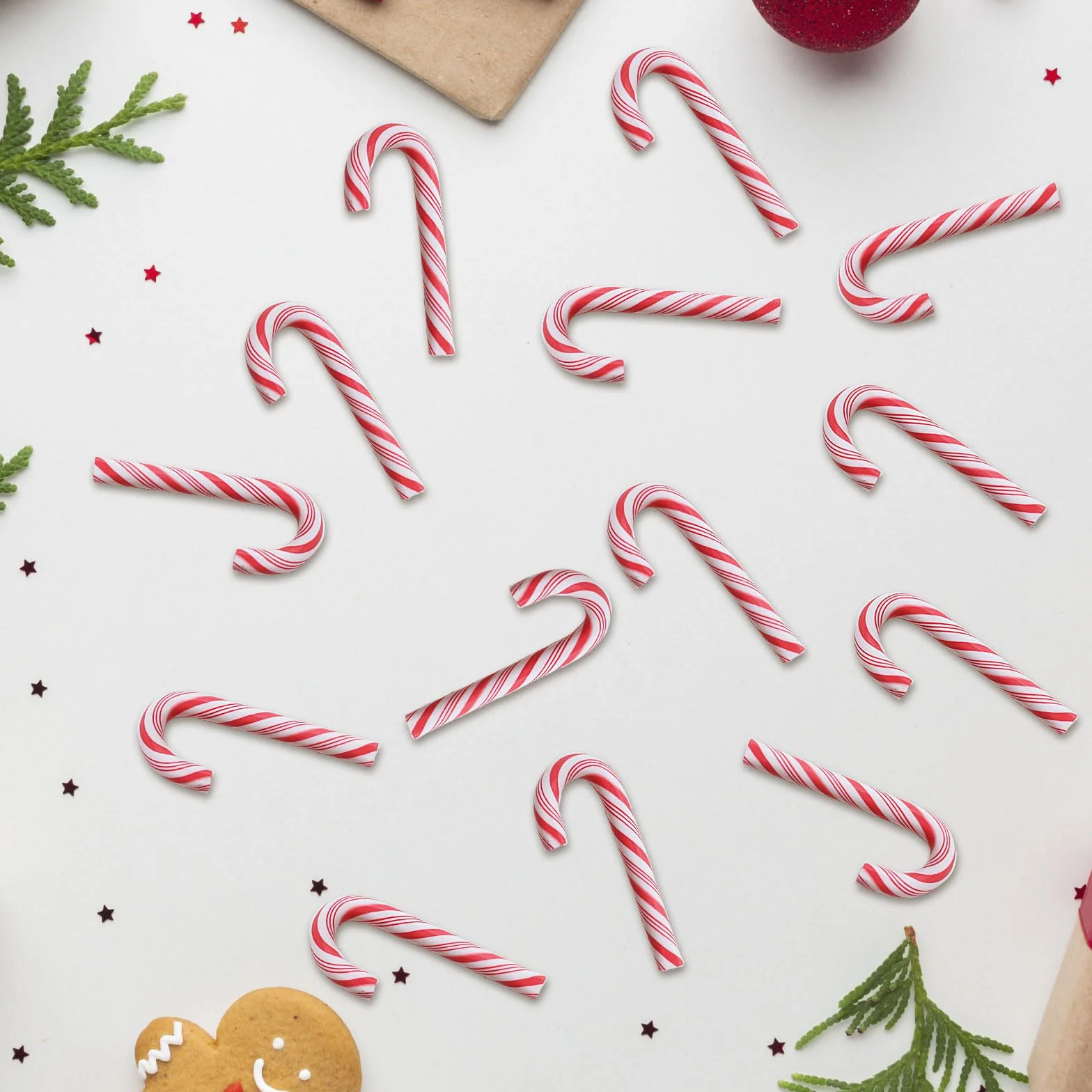 MINI bastones de caramelo decoración Navidad 50 piezas adorno árbol colgantes sin agujero