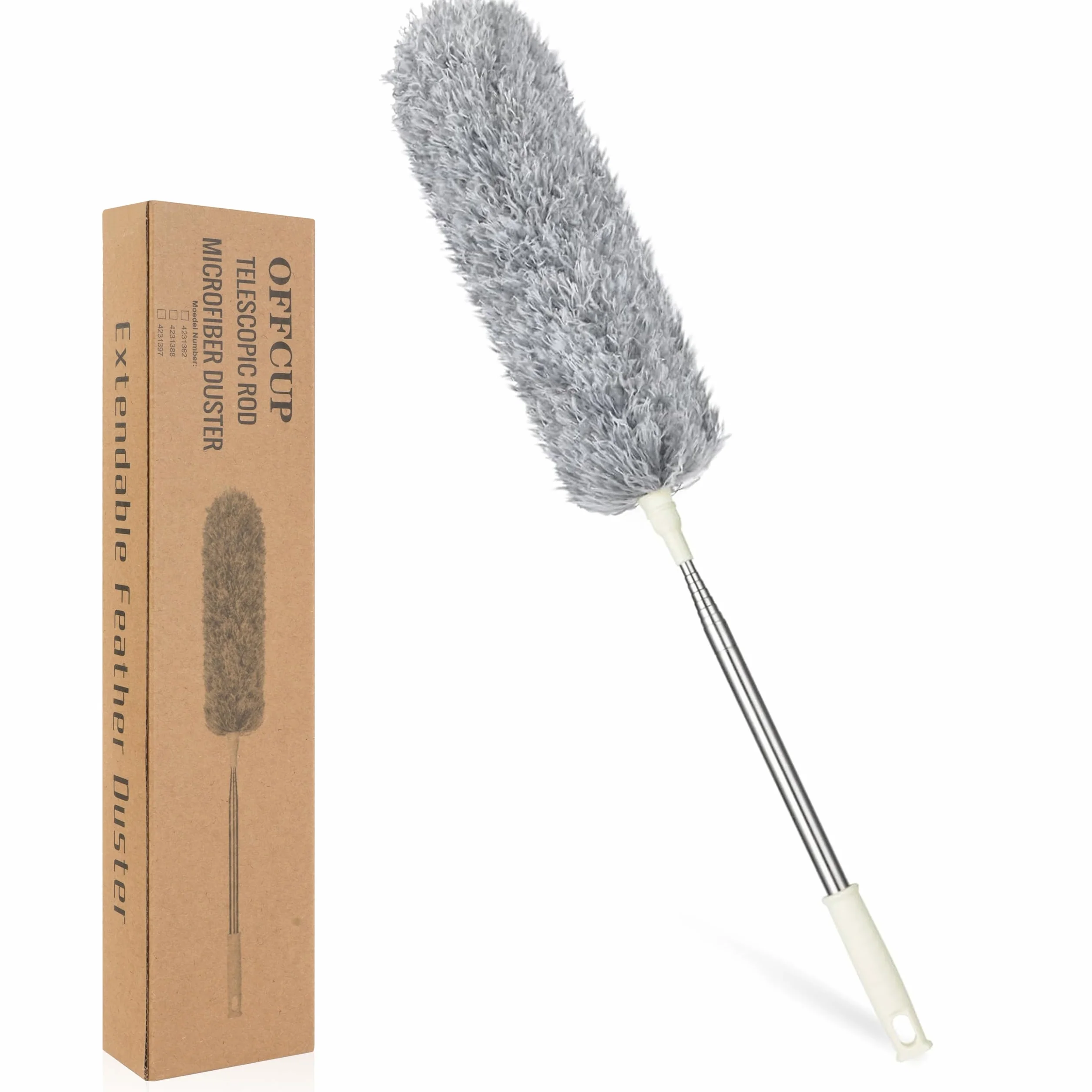 OFFCUP Plumero telescópico microfibra 243 cm barra acero inoxidable escoba esquina flexible