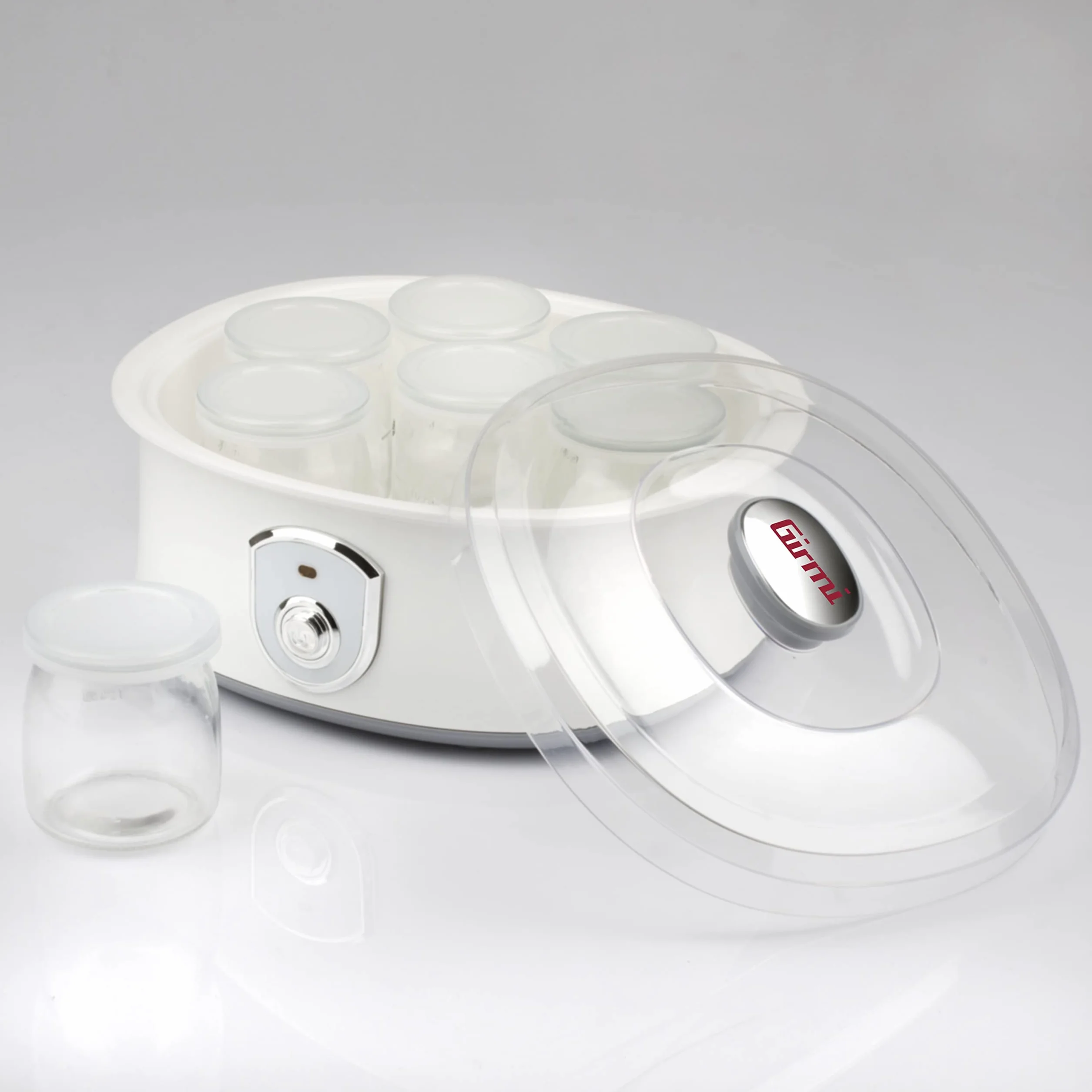 Girmi YG03 Yogurtera, 7 tarros de cristal 180 ml, 20 W, 42-50° C, blanco