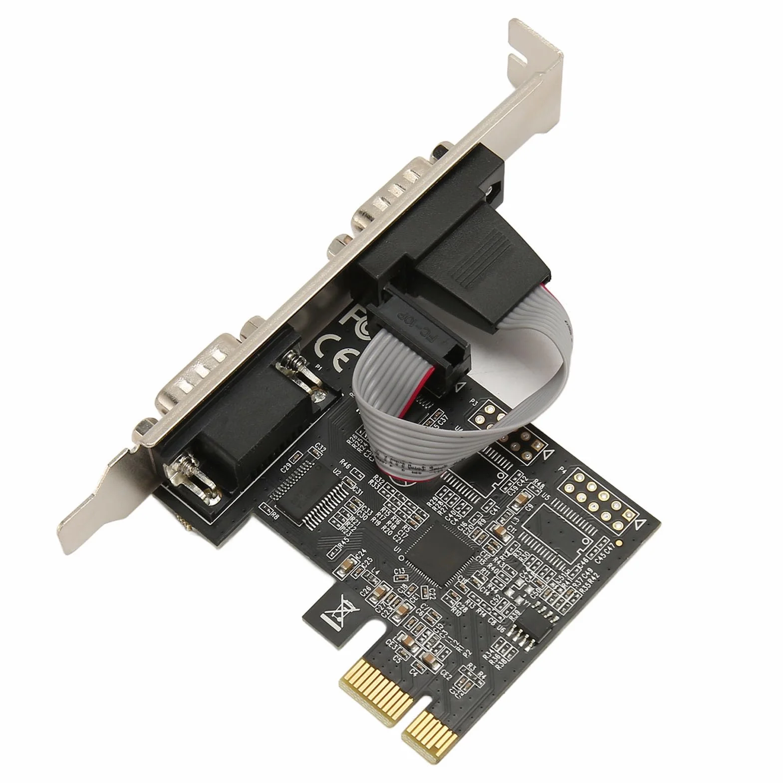 lyrlody Tarjeta de Expansión Serie PCIe, Tarjeta de Puerto Serie PCI Express RS-232 DB9 de 2 Puertos con Chip ASIX AX99100 para Dispositivos Industriales
