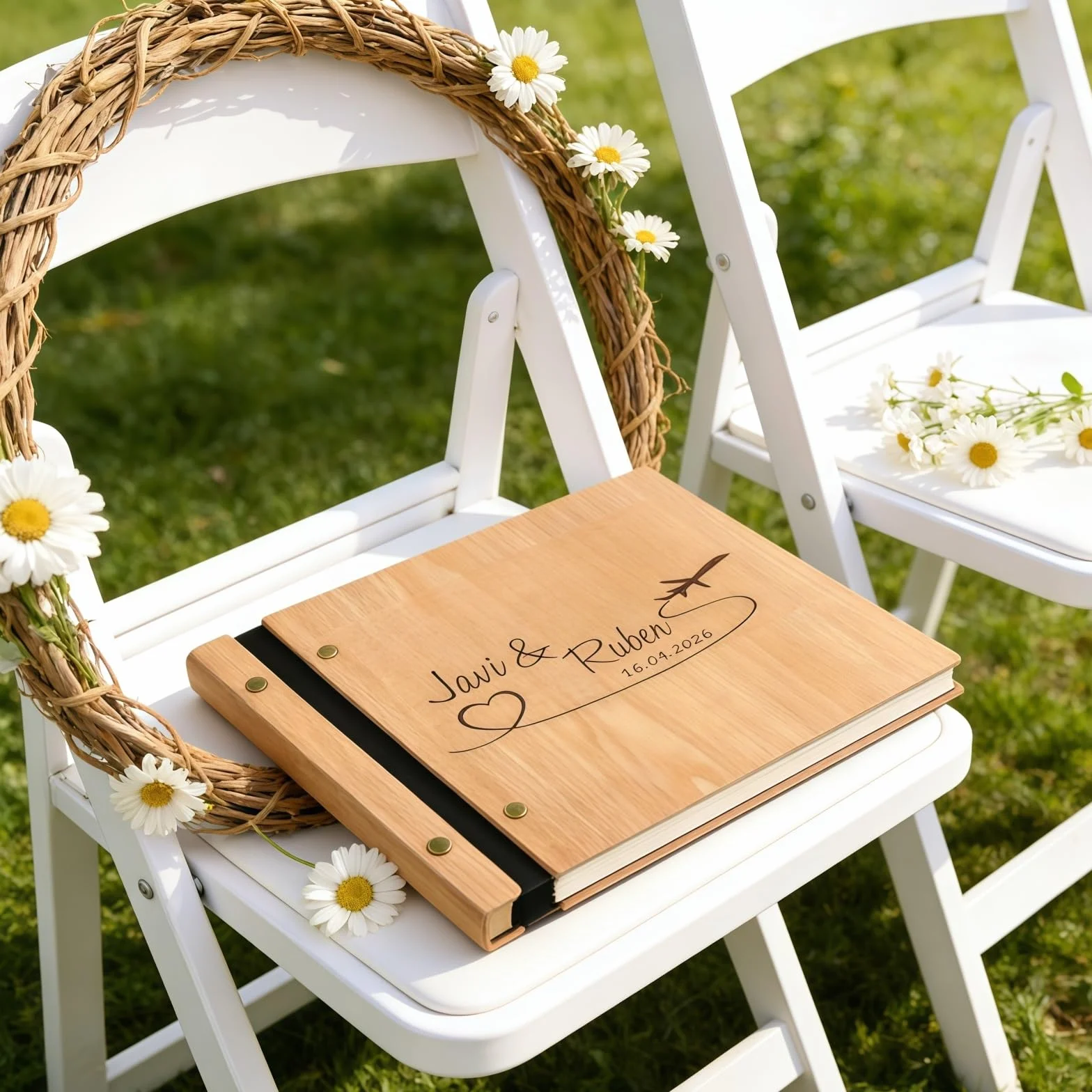 Libro De Visitas De Boda De Madera Personalizado, Álbum De Fotos De Memoria, Tamaño A4