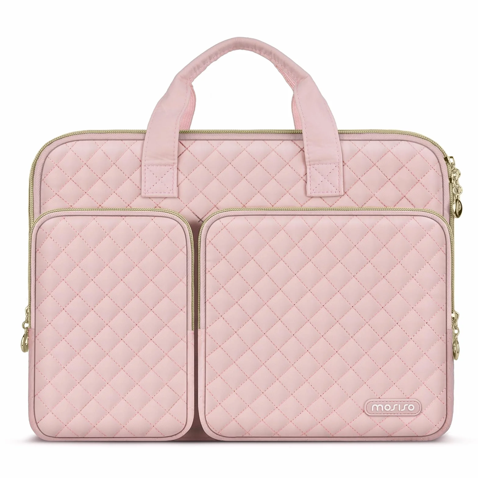 MOSISO 360 Funda para Portátil Compatible con MacBook Neo 13/Air 13 2026-2018/Pro 13 2026-2016,Compatible con Surface Pro 8/7/6/X/5/4/3, Bolsa Rellena Plana con 2 Bolsillos&Asa&Cinturón,Rosa Tiza