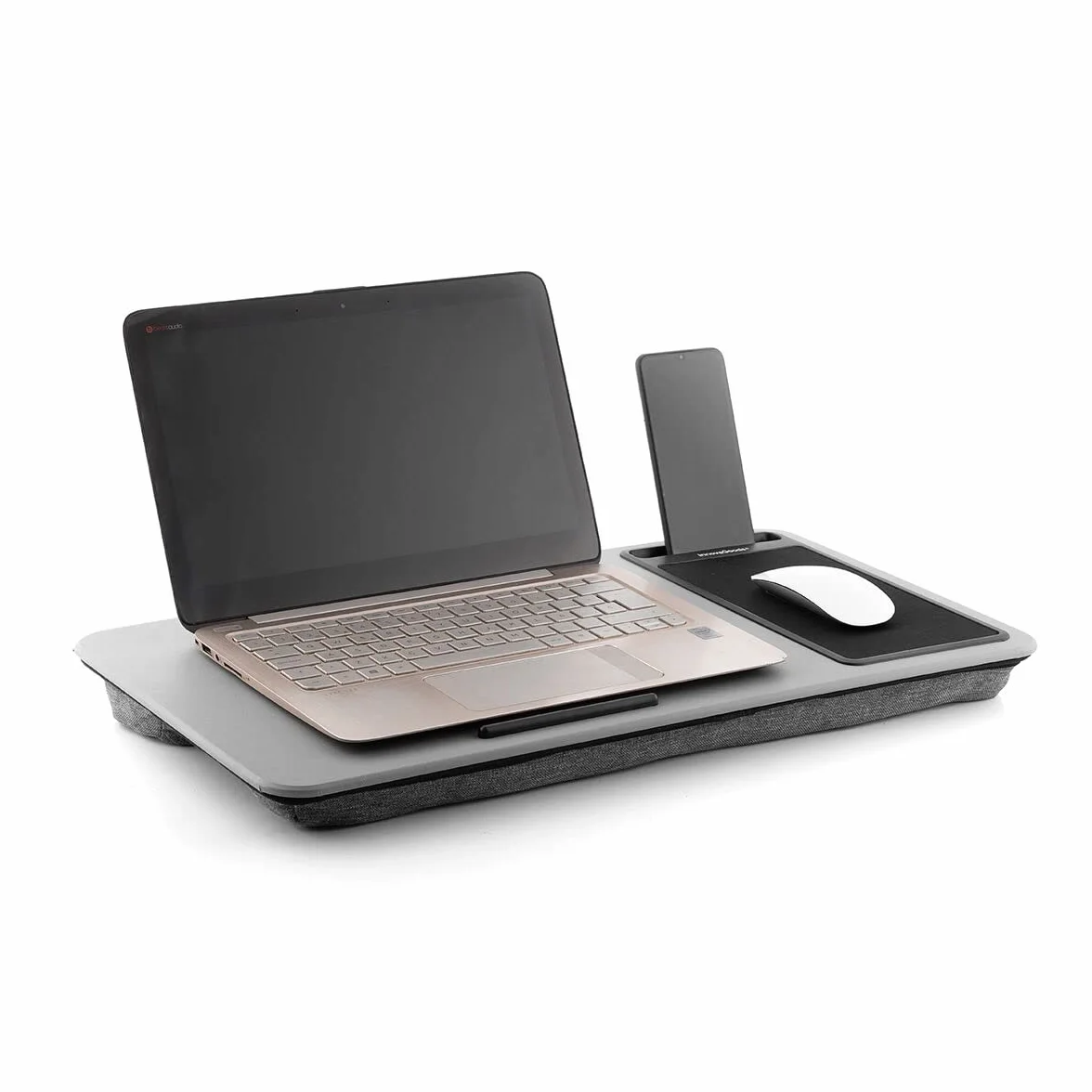 InnovaGoods® Soporte portatil con cojín, Mesa Auxiliar XL Deskion, Soporte para Ordenador portatil cómoda y ergonómica, con Alfombrilla de ratón, Cojín Doble Almohadilla con Inclinación óptima. | Portátil con Cojín, Alfombrilla de ratón incluida, Cojín Do