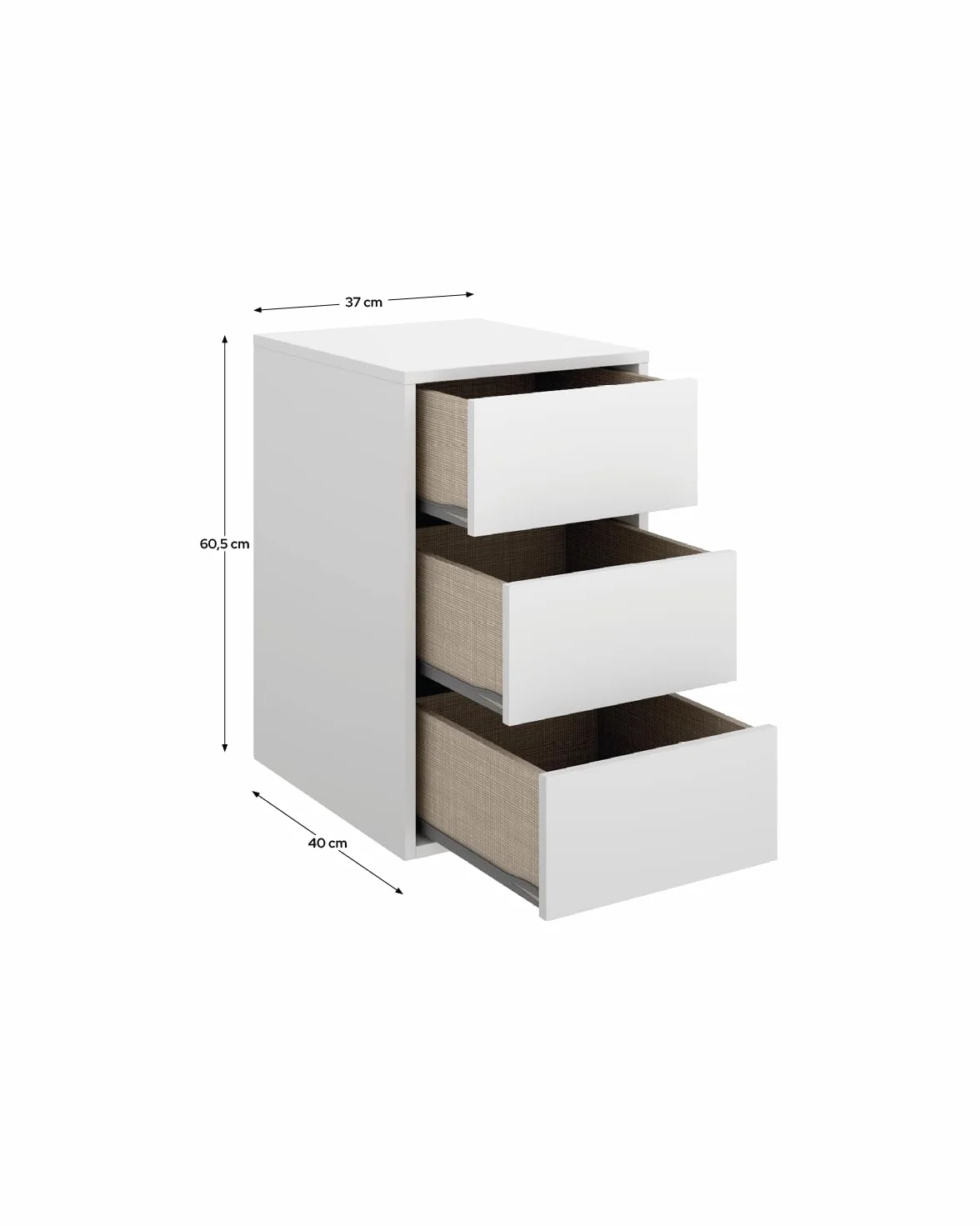 DEKIT RIMOBEL CAJONERA Interior Armario 3 CAJONES Blanco 60x37x40cm