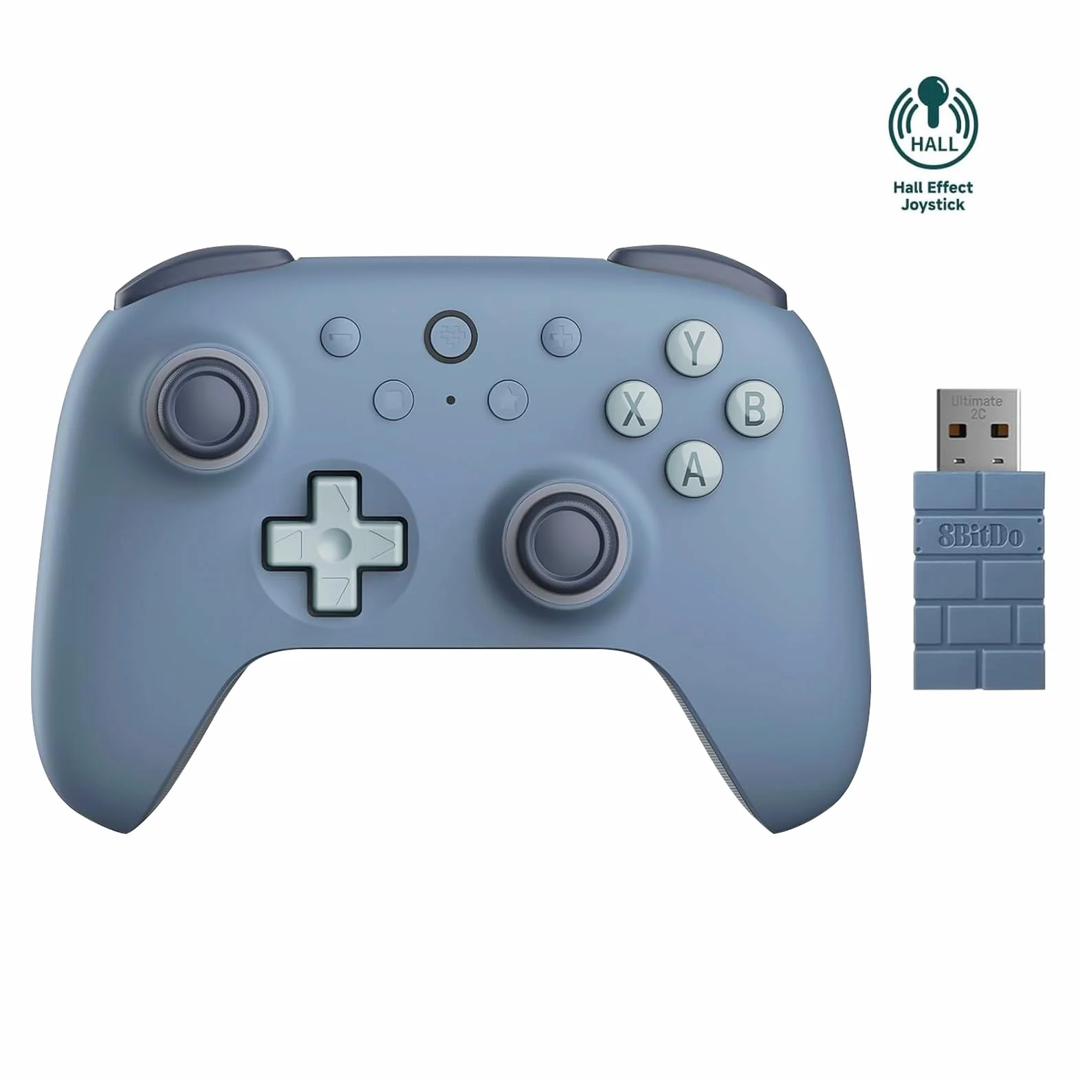 8Bitdo Ultimate 2C Mando Inalámbrico para PC con Windows y Android, Frecuencia Sondeo 1000 Hz, Joysticks Efecto Hall y Gatillos Hall, Parachoques L4/R4 Reasignables, Función Turbo (Azul Oscuro)