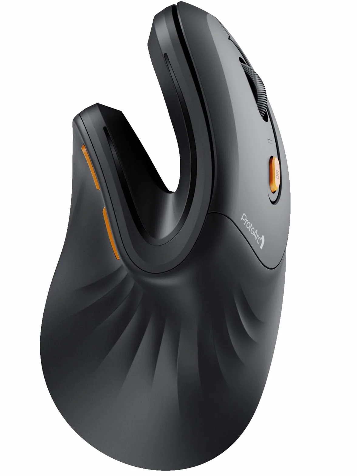 ProtoArc Ratón Ergonómico, EM11 NL Inalámbrico Mini Vertical Ratón óptico Recargable con 3 Puertos de Dispositivo (2*Bluetooth y USB), 3 dpi Ajustables para Ordenador, iPad, Mac, Windows - Negro