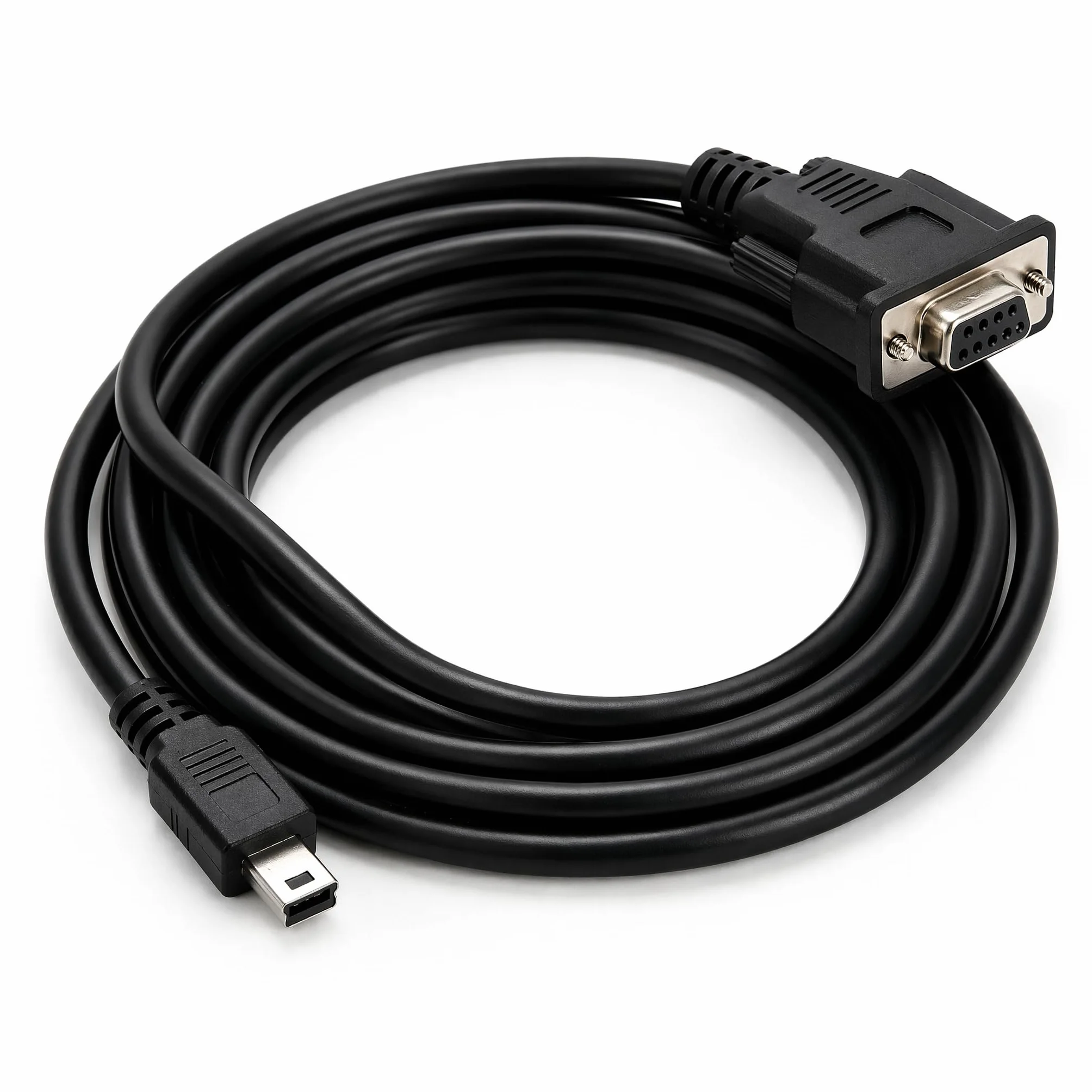 Adaptador serie USB a RS232, mini USB de 5 pines macho a DB9 de 9 pines hembra, cable convertidor serie de 1,8 m