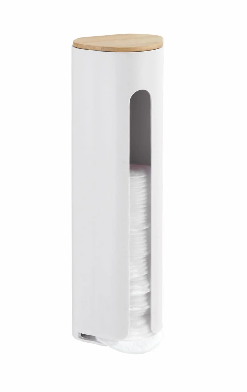 WENKO Porta discos desmaquillantes Laresa - Dispensador de almohadillas de algodón, Poliestireno, 8 x 25 x 6.5 cm, Blanco