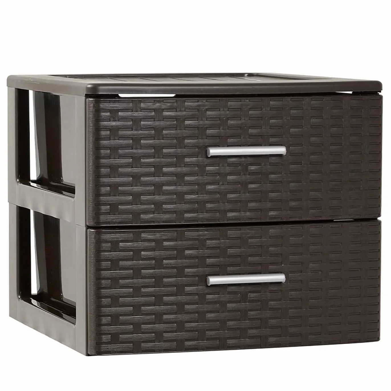 Cajonera de Ordenación Rattan 2 Niveles Torre Almacenaje Multiusos 31,5 x 36,5 x 36,5 cm Wengue