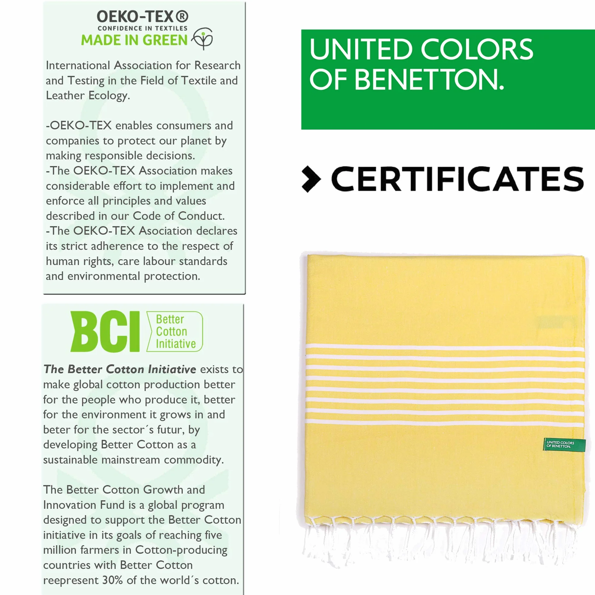 UNITED COLORS OF BENETTON Hamman 80x165cm 100% algodón amarillo