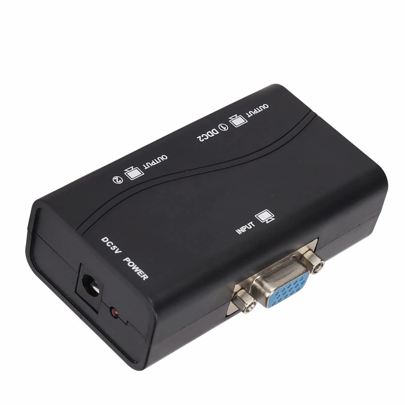 1 en 2 Salidas 250mhz vga Splitter 1920x1440 1080p Video Splitter Vga Video Cable Interfaz chapada en Oro USB Alimentado para duplicación de Pantalla