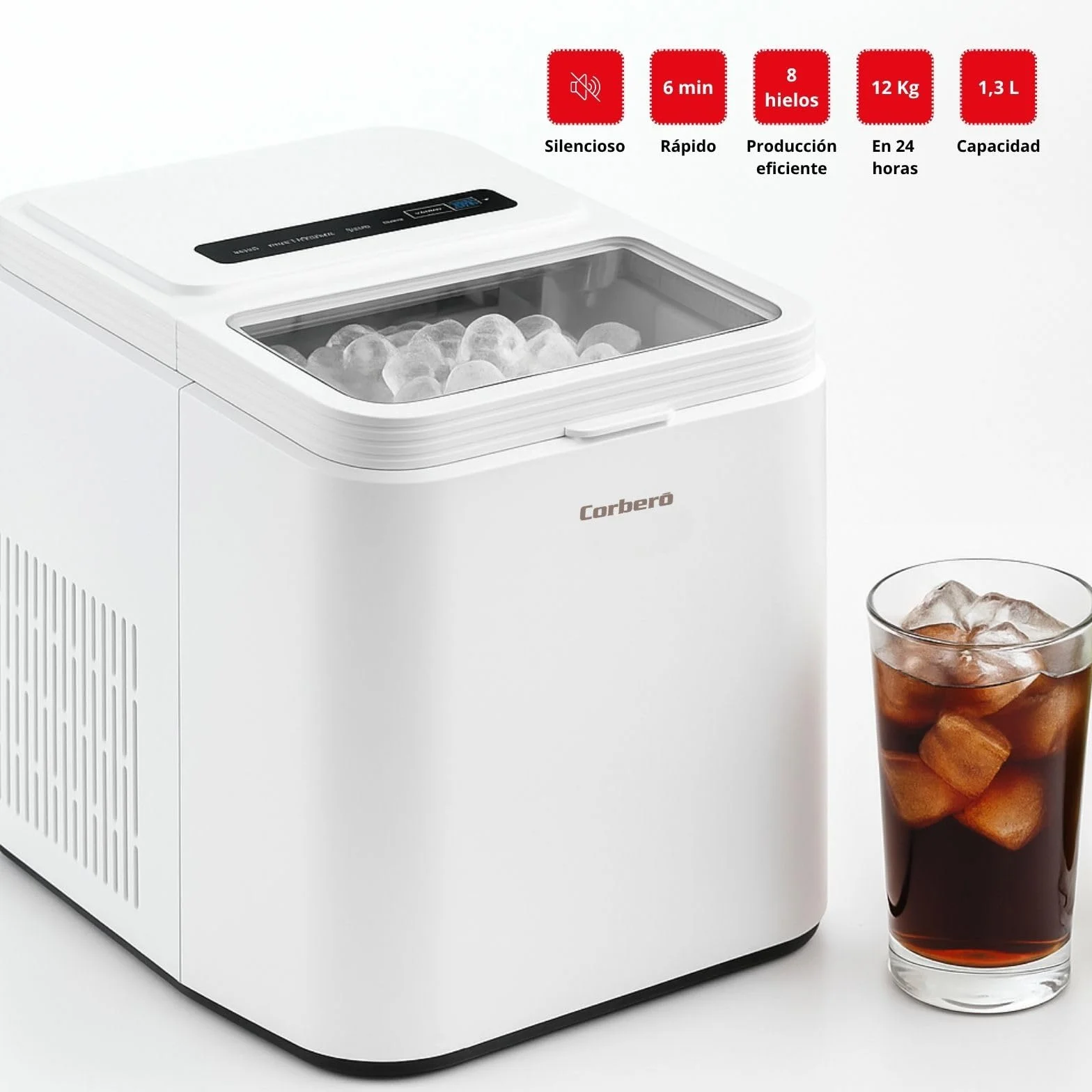 Corberó Máquina de Hielo Automática CMICE12 12 Kg/24h 1,3L Blanco