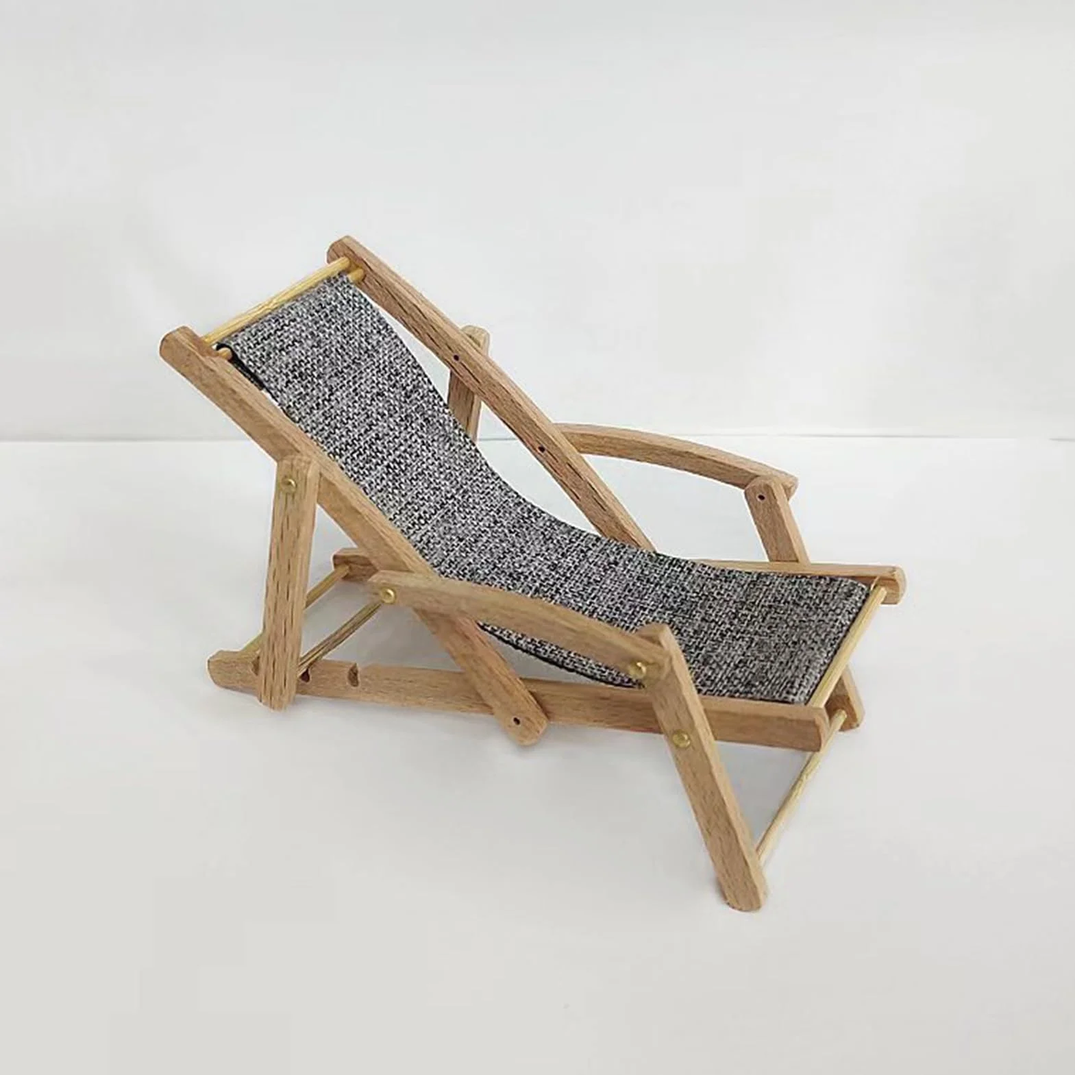 Mini Silla de Playa de Madera, Tumbona Miniatura para Decoración de Casa de Muñecas