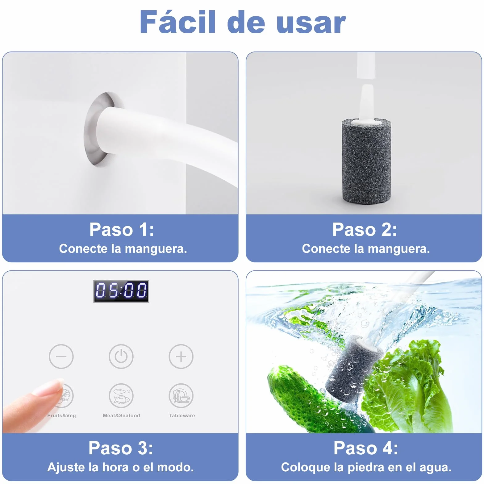 ICARE Ozonizador de agua 1000mg/h con temporizador 60 minutos purificación frutas verduras carne