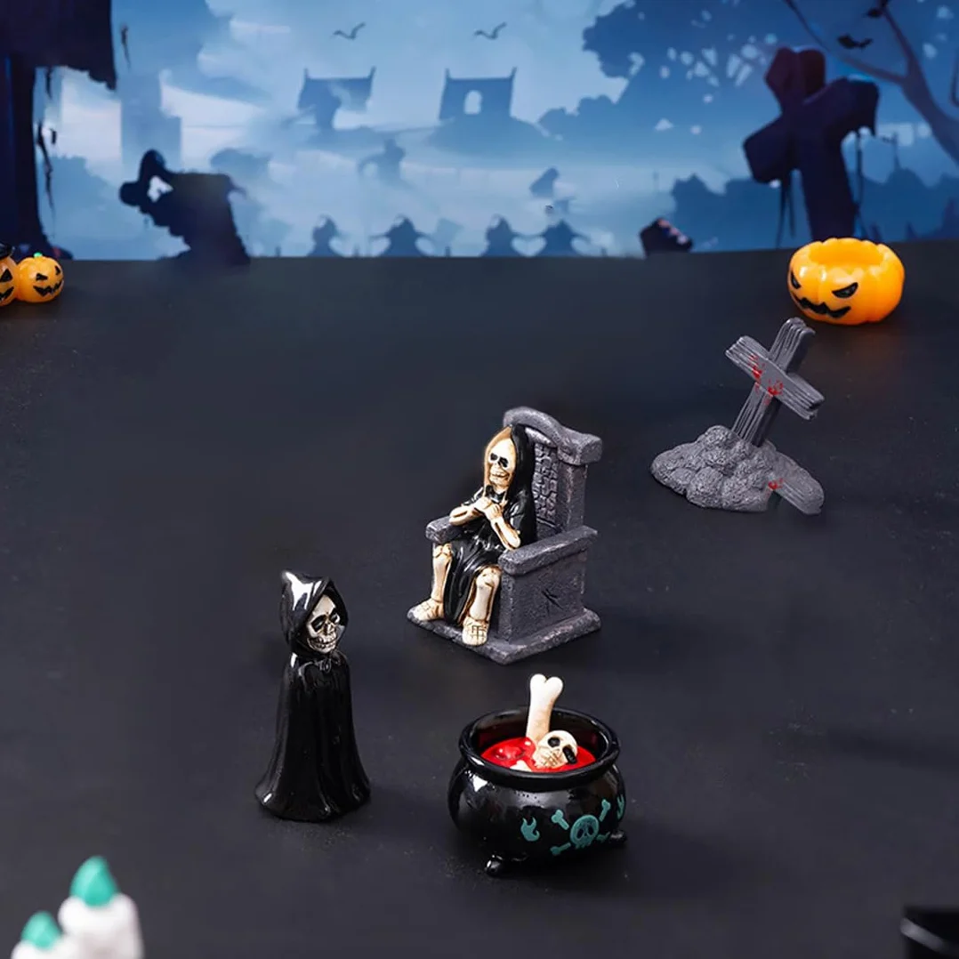 Decoraciones de Halloween, esqueleto fantasma para decoración de escritorio y macetas