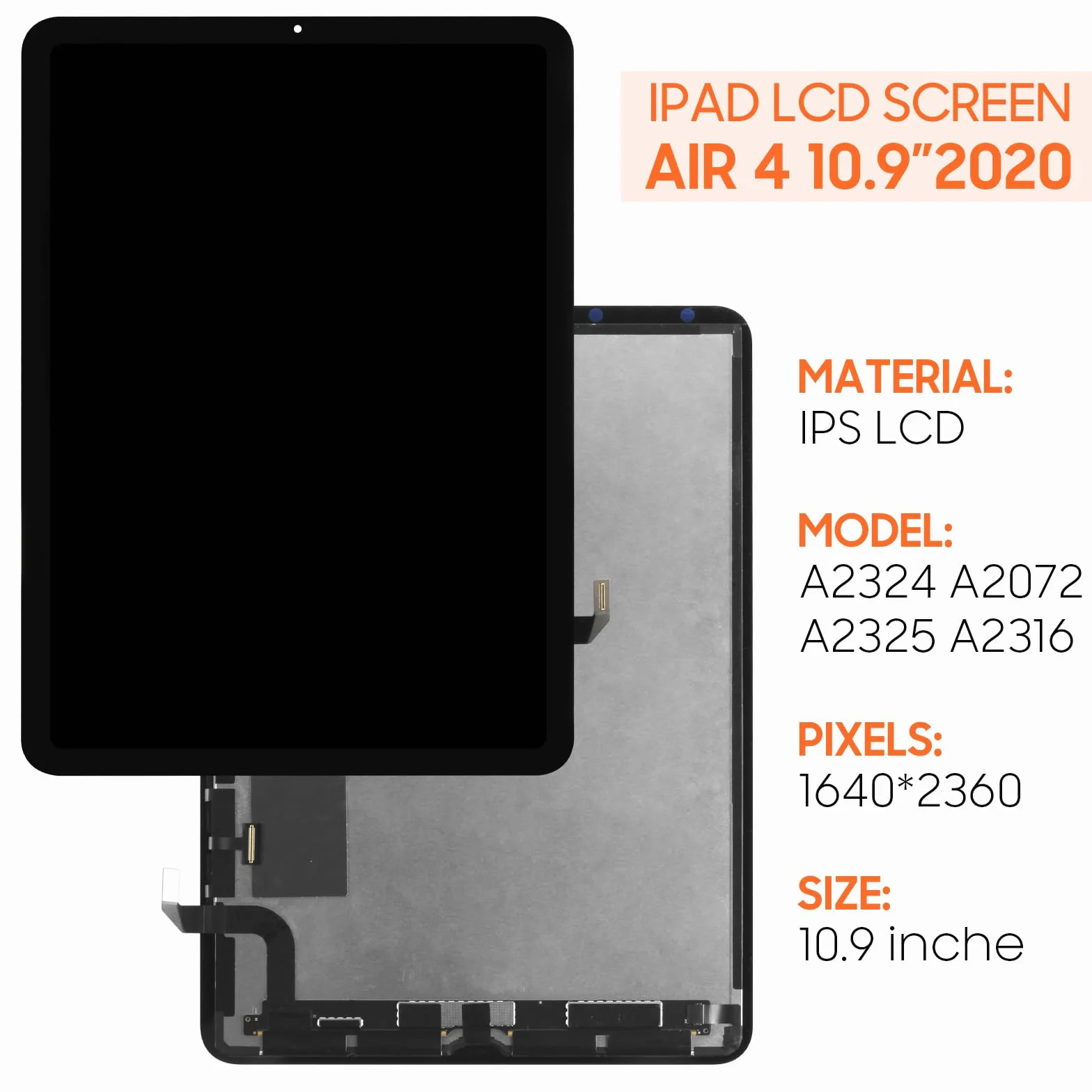 Reemplazo de pantalla LCD para iPad Air 4 2020, para iPad Air de 4ª generación de 10.9 pulgadas A2324 A2072 A2325 A2316 pantalla LCD digitalizador montaje completo (negro)
